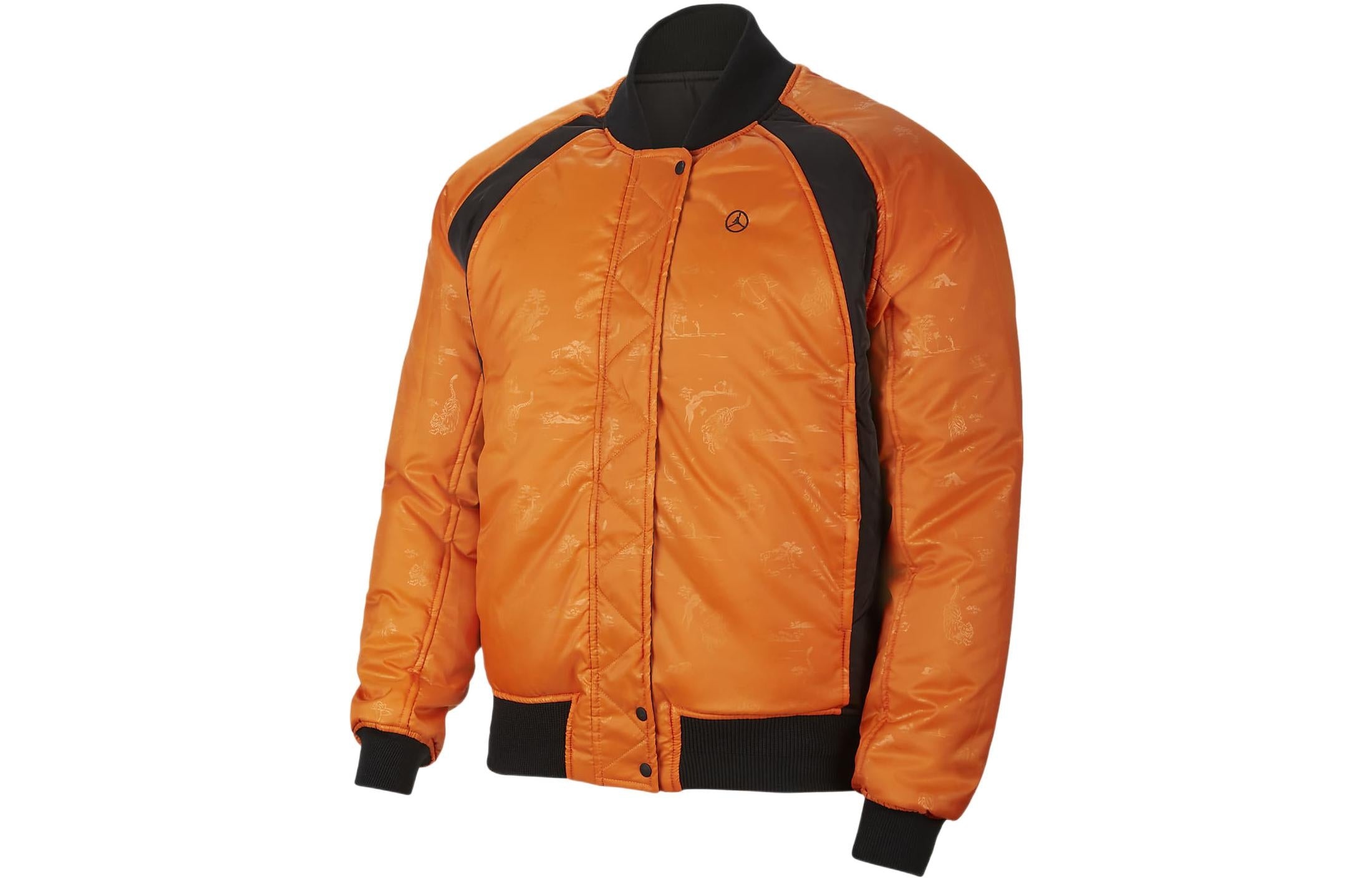Men's Jordan Logo Embroidered Reversible Aviator Padded Clothes Black Jacket DO4085-010 - 4