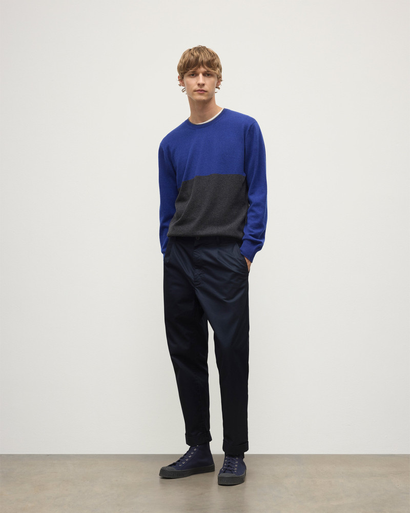 Shaded Grey & Blue Colour Block Cashmere Jumper 3