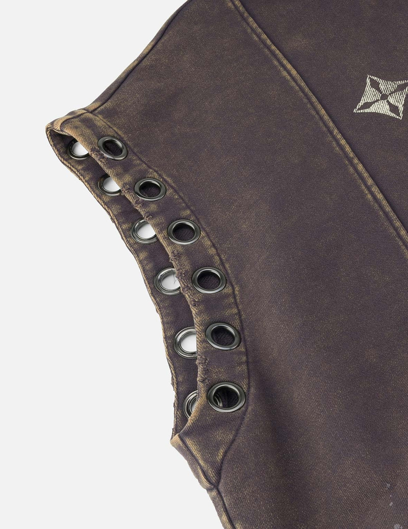 Washed Deconstructed Totem Kamon Embroidery Fashion Fit Hoodie Vest 8