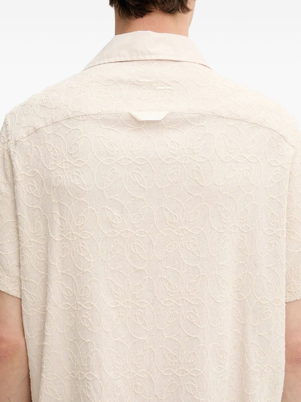 floral-embroidered short-sleeves shirt - 5