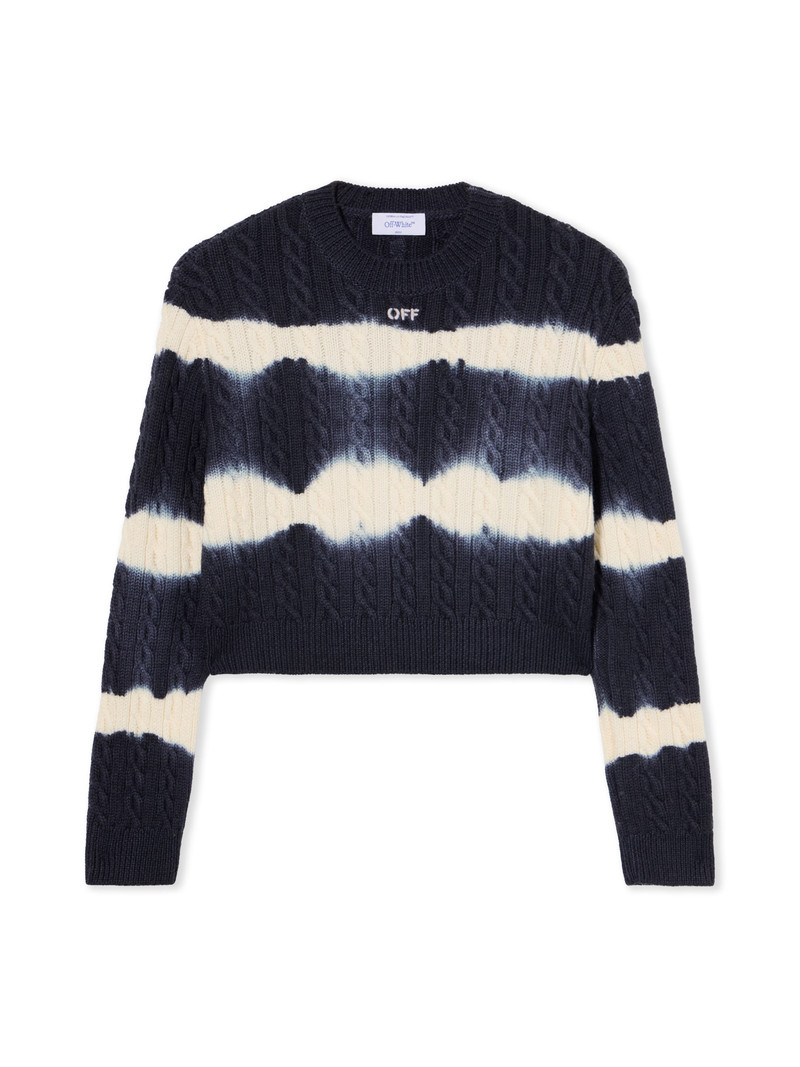 Tiedye Cable Crop Crewneck Sweater 1