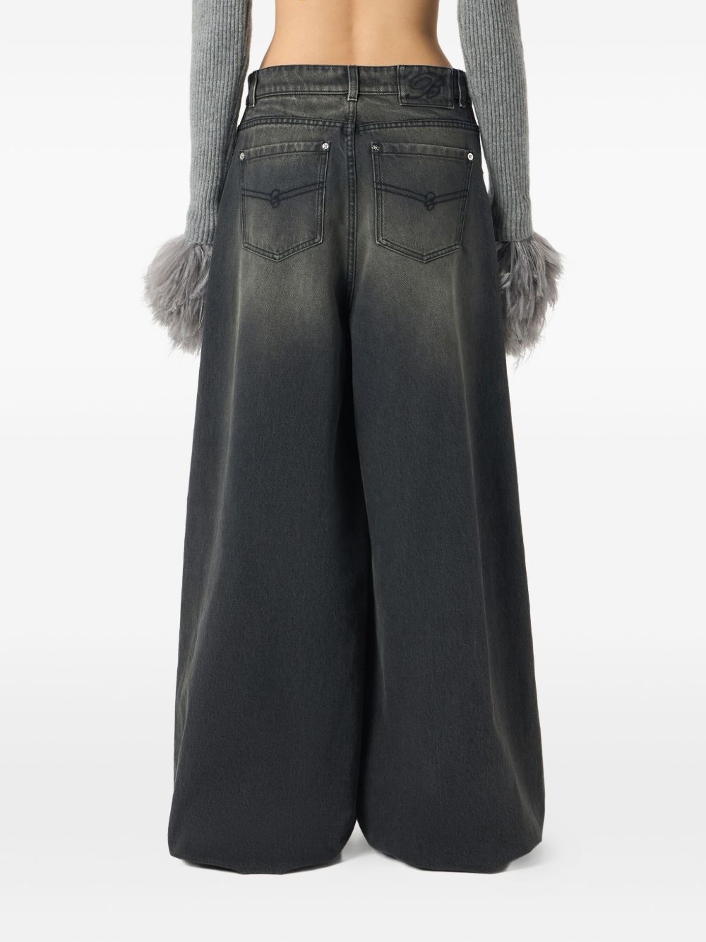 whiskering-effect jeans - 4