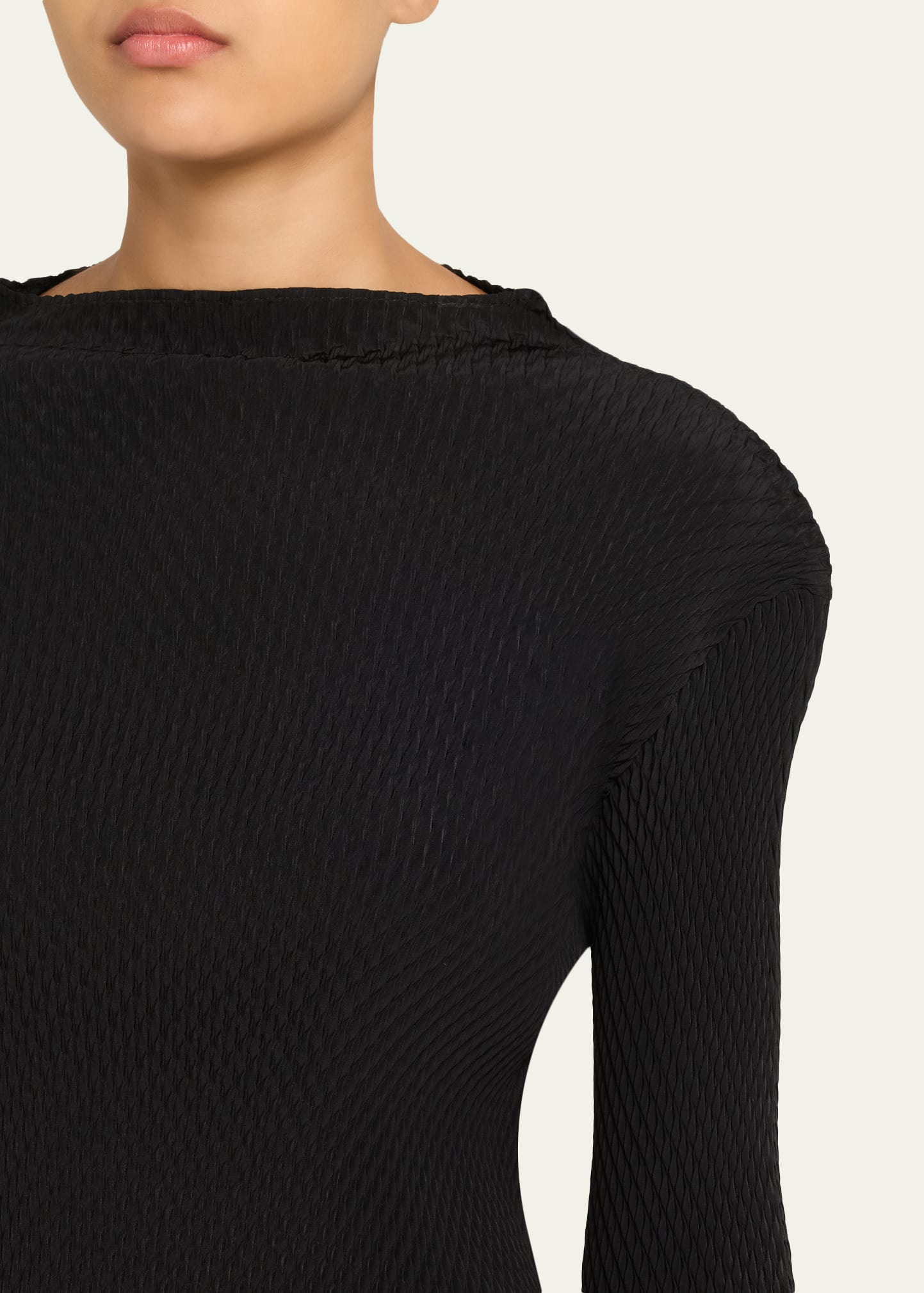Orbicular Pleated Long-Sleeve Top - 5