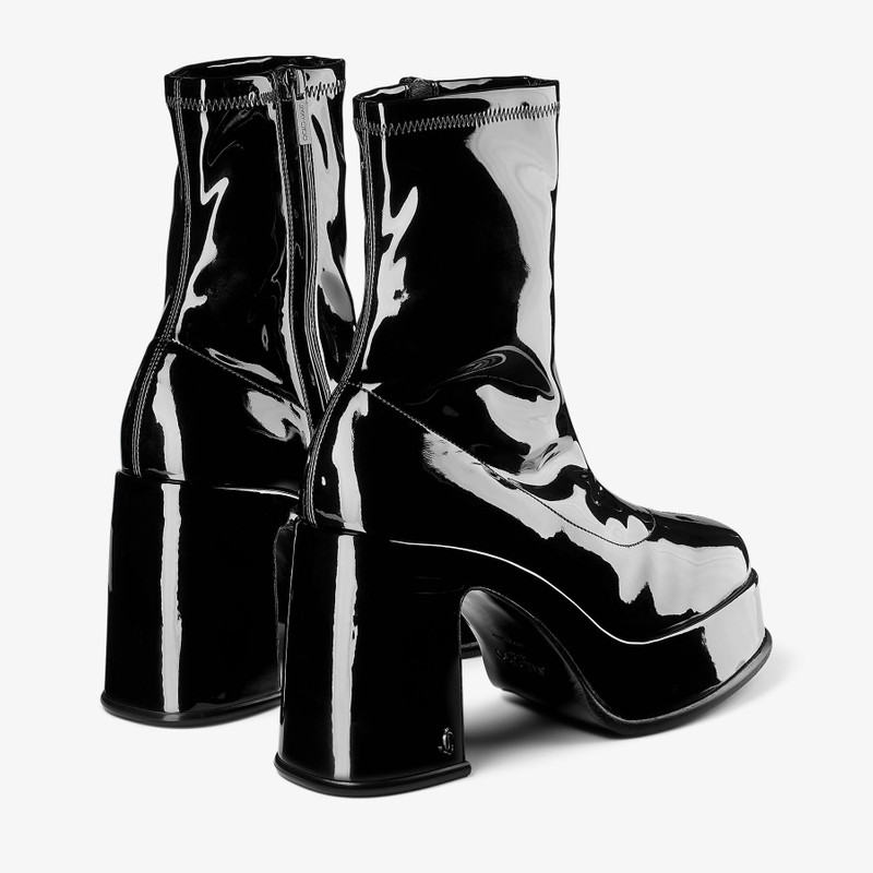 Hadi Ankle Boot 100 Black Stretch Patent Fabric Ankle Boots 6