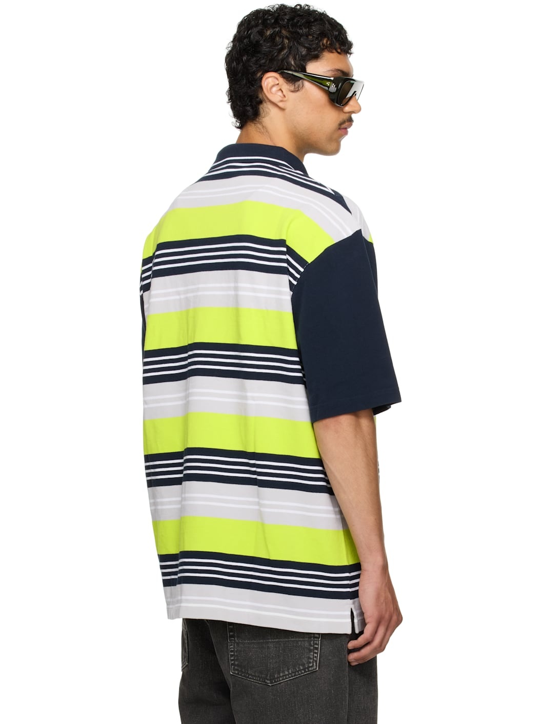 SSENSE Exclusive Navy & Green Oversized Panelled Polo - 3