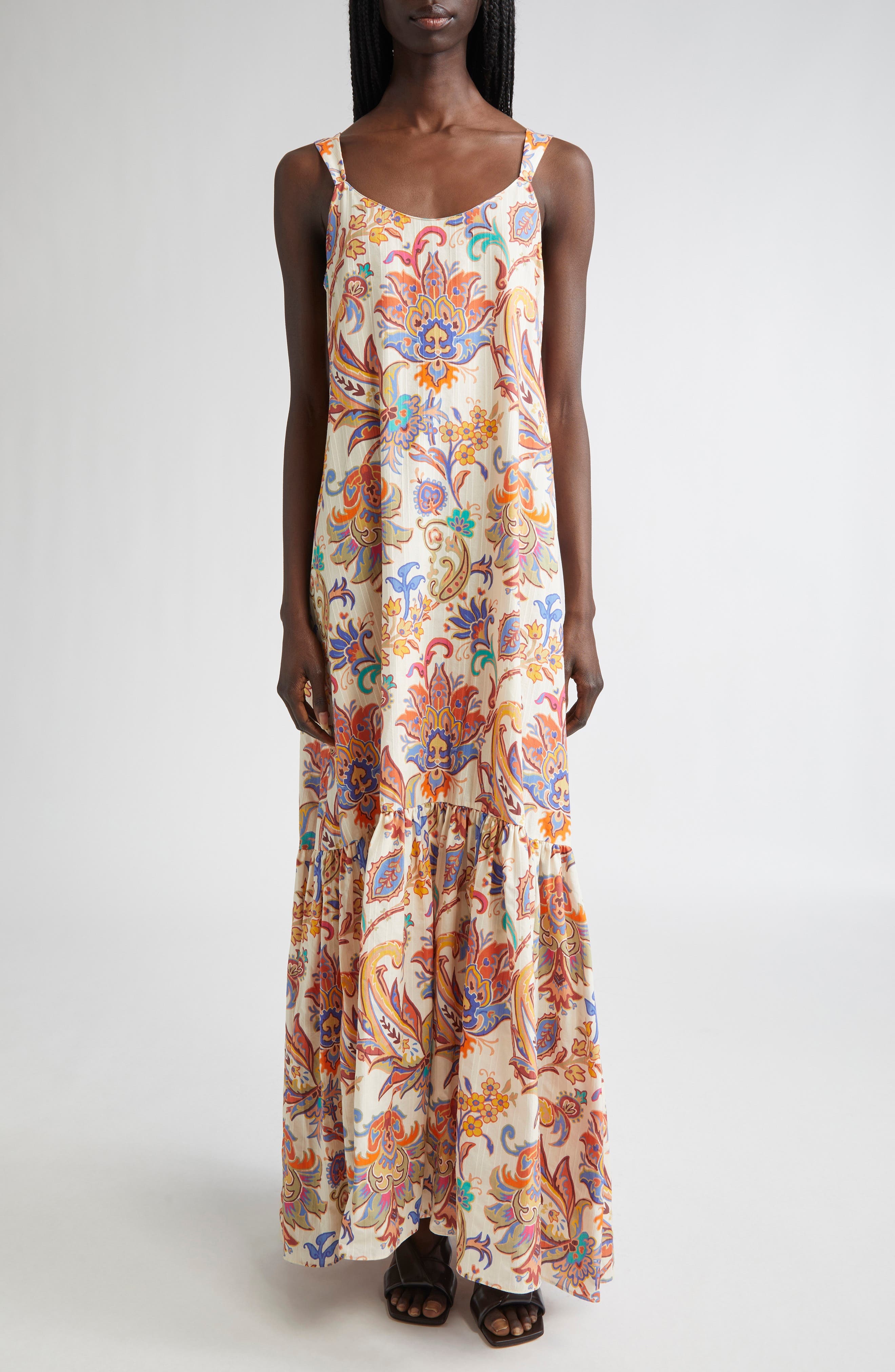 Etro Paisley Print Cotton Maxi Dress in Stampa F.do Bianco at Nordstrom - 1