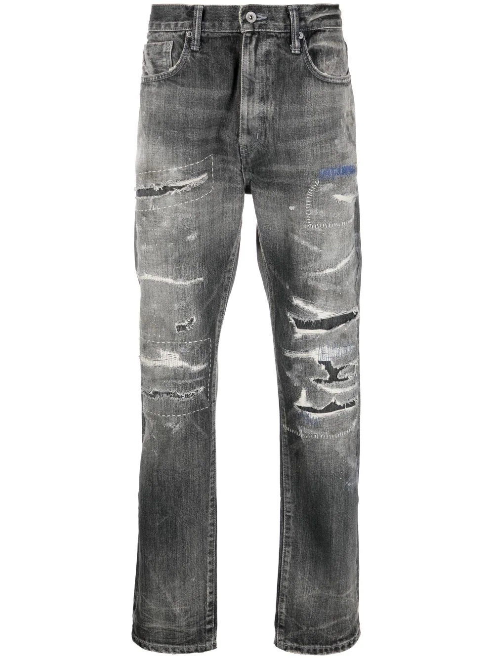 distressed-effect straight-leg jeans - 1