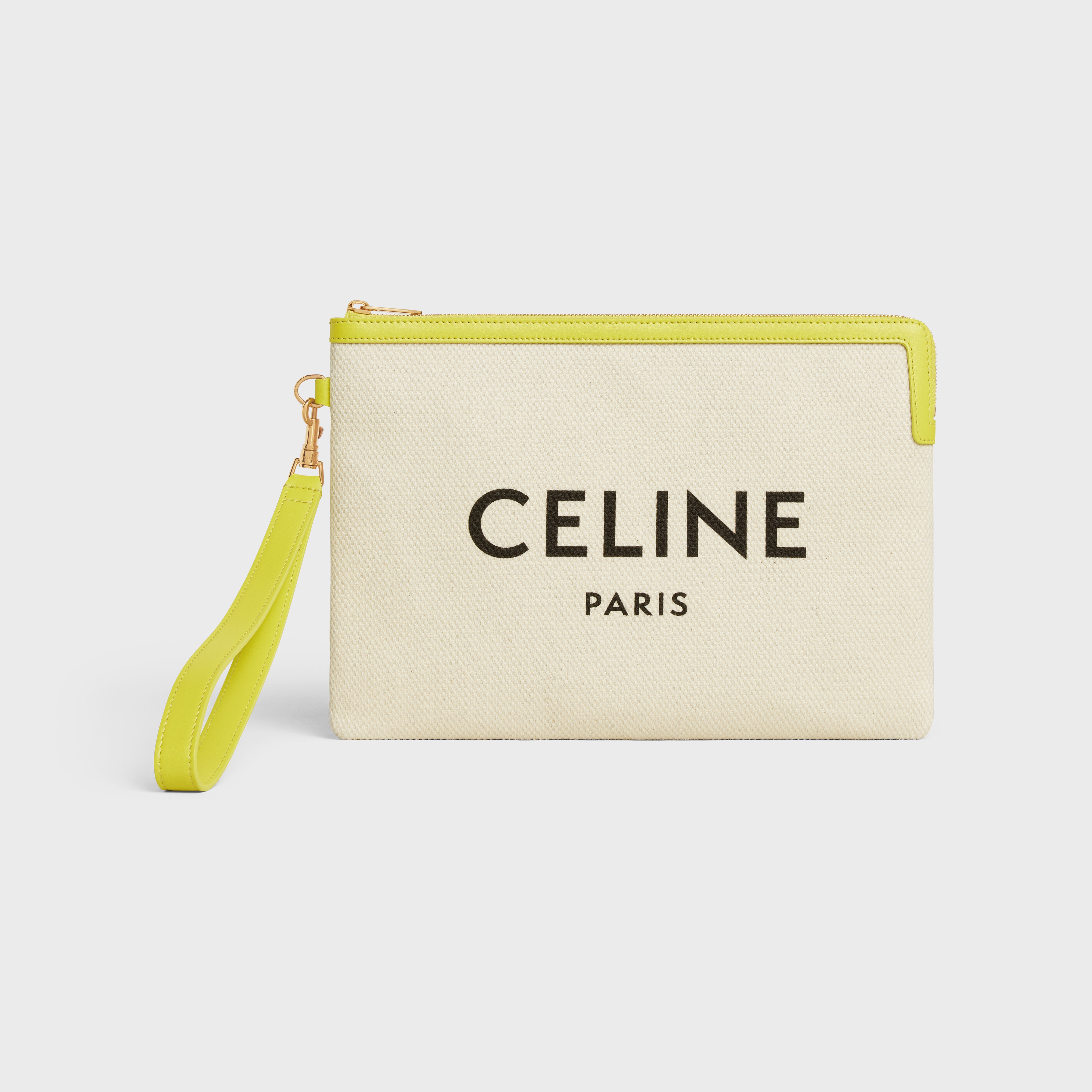 Small Pouch with strap in TEXTILE WITH CELINE PRINT AND CALFSKIN - 1