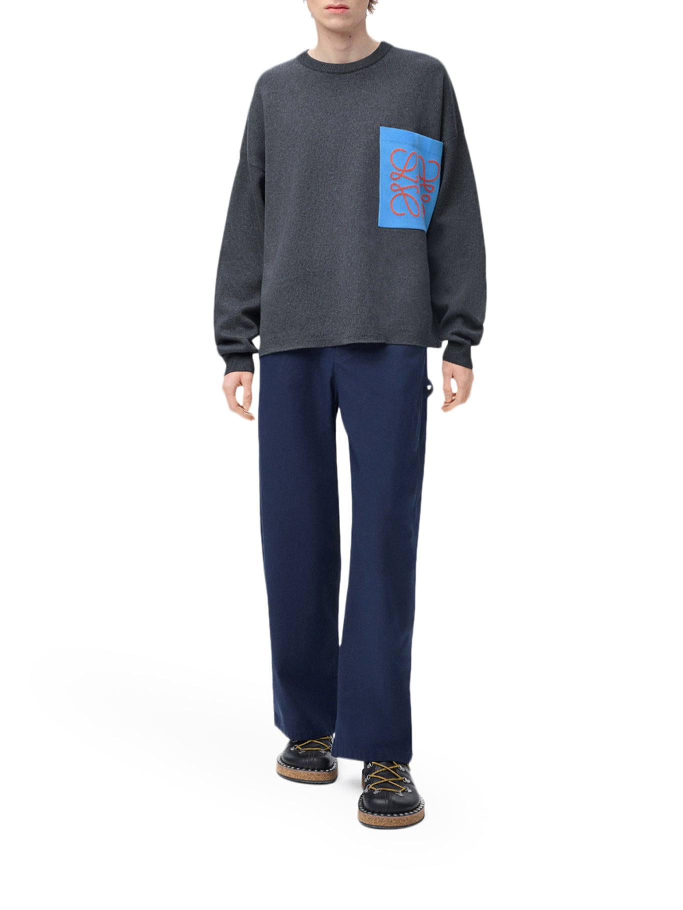 ANAGRAM COTTON BLEND SWEATER WITH POCKET - 1
