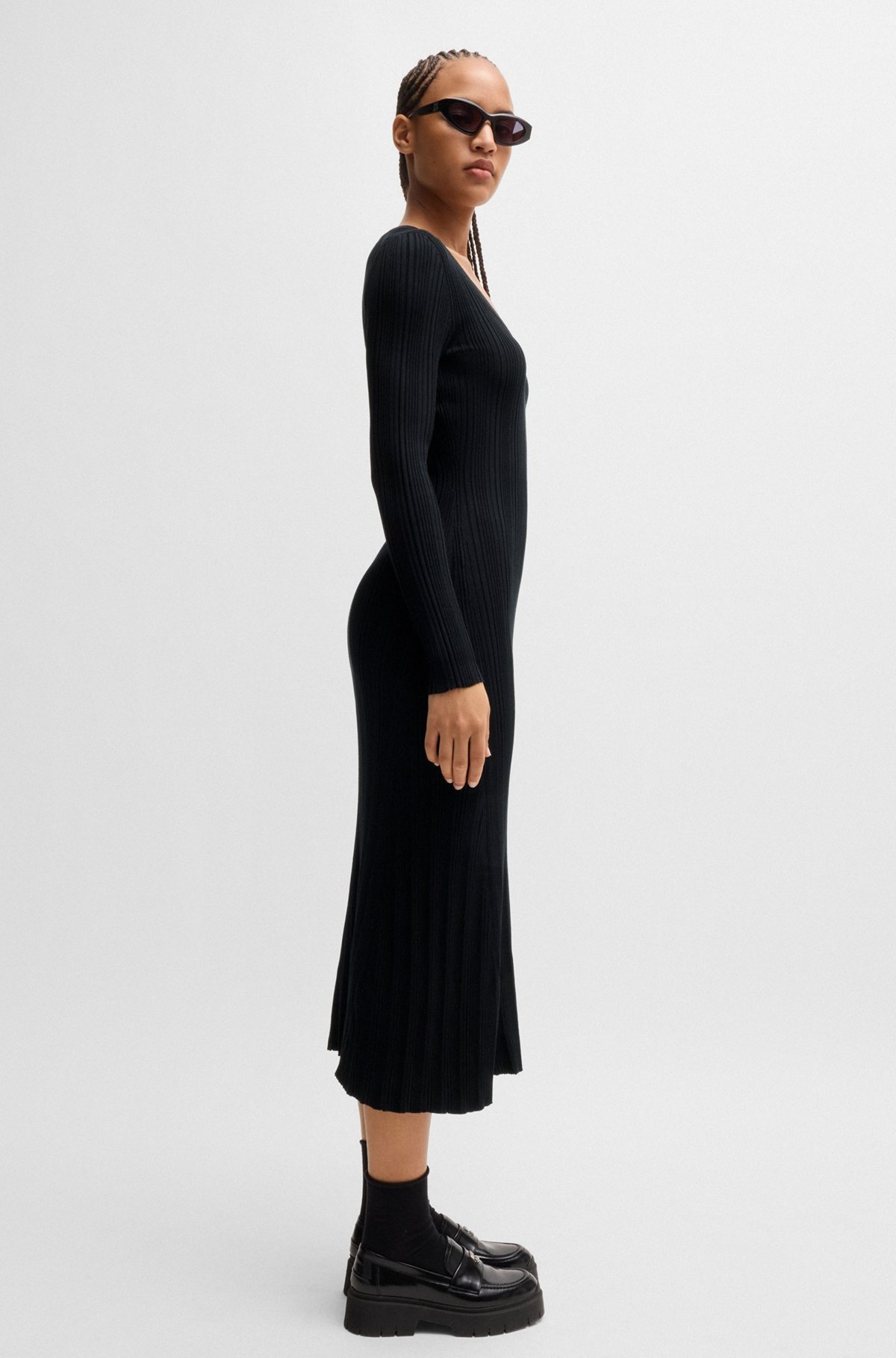SLIM-FIT MIDI-LENGTH DRESS WITH IRREGULAR RIBBED STRUCTURE - 6
