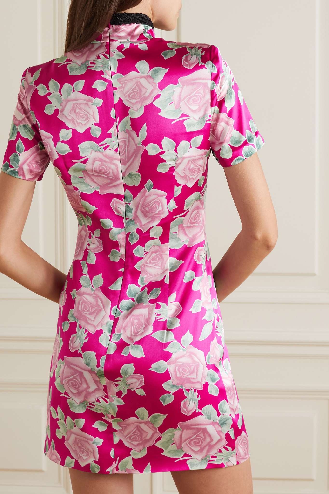 Alessandra Rich Cutout floral-print silk-satin mini dress