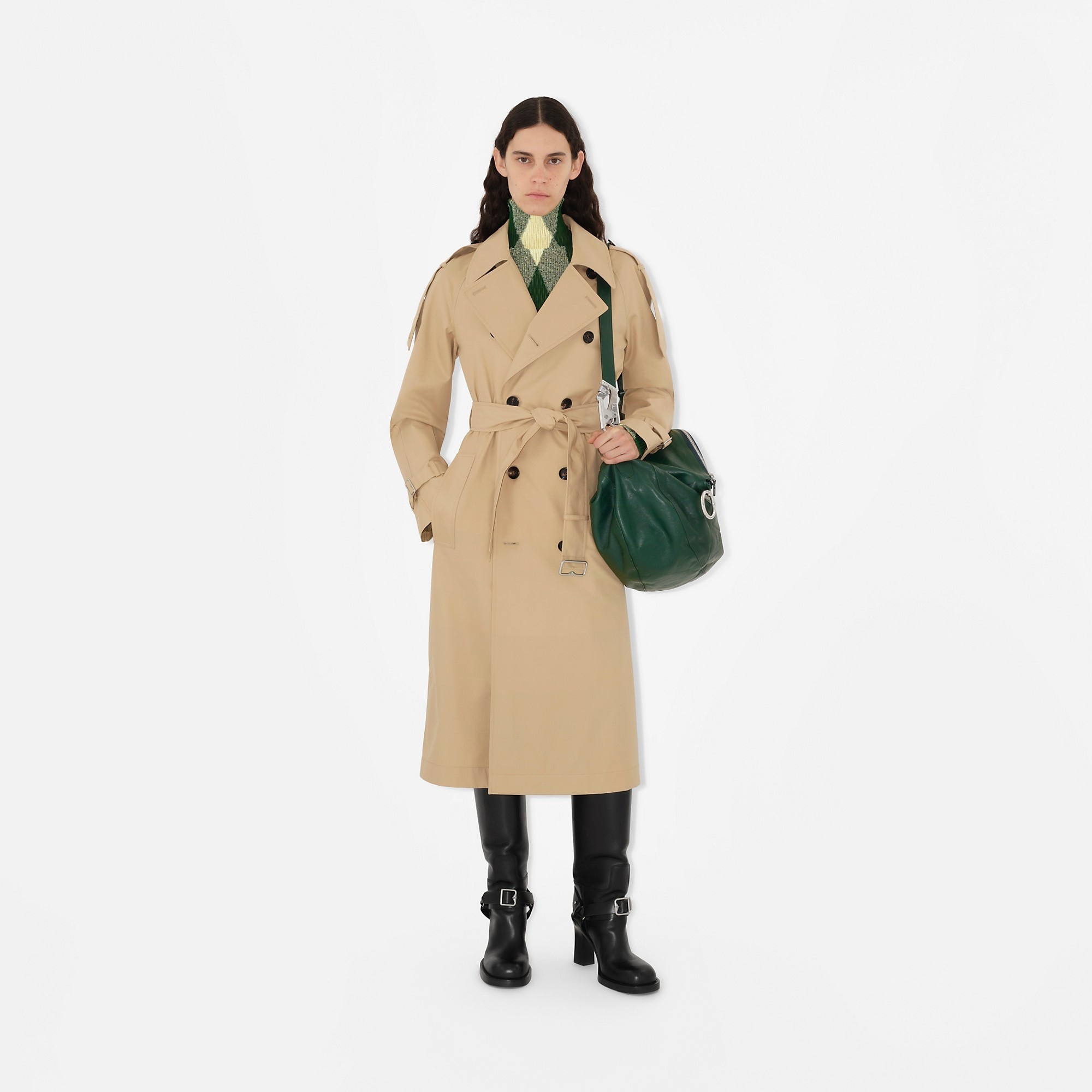 Long Gabardine Trench Coat - 2