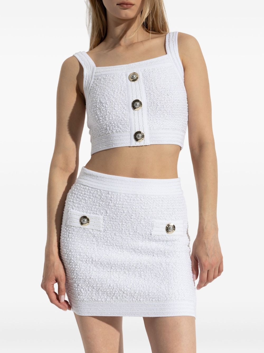 button-embellished cropped top - 3