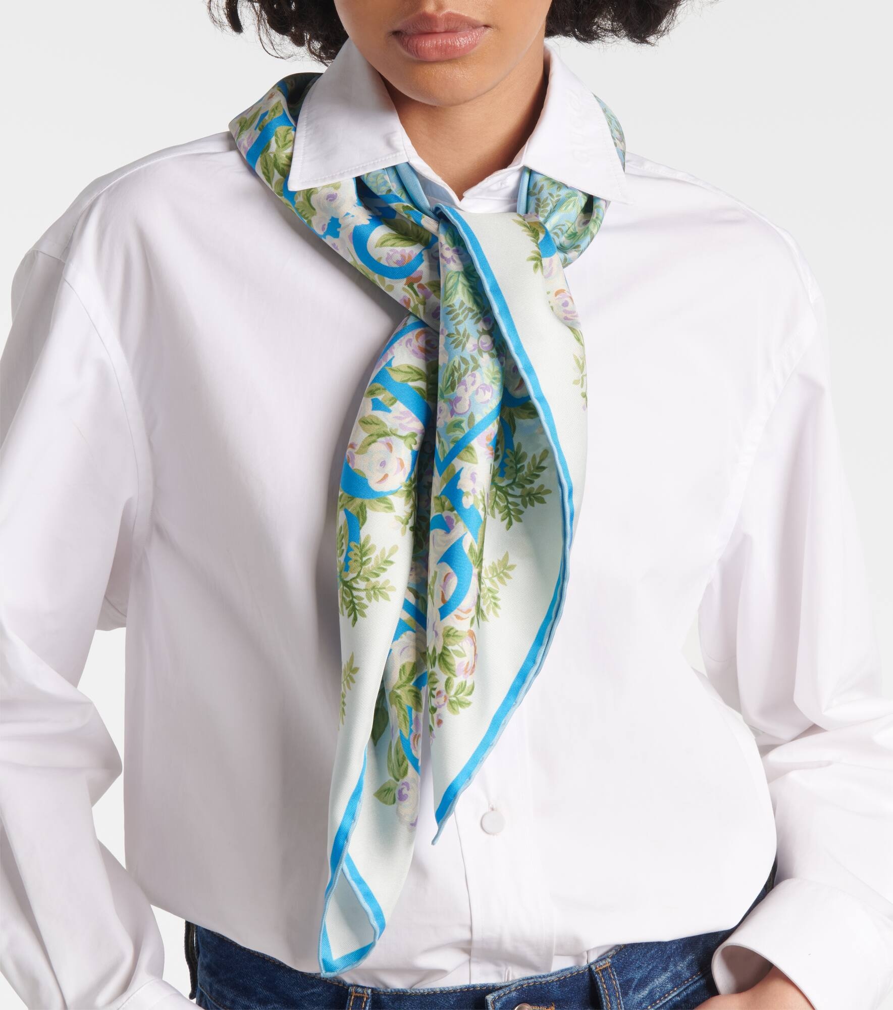GG floral silk twill scarf - 3
