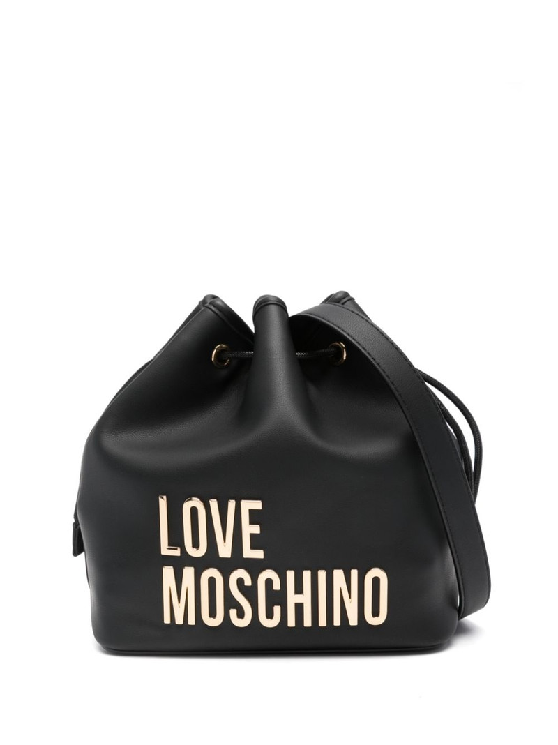 logo-lettering drawstring bucket bag 1