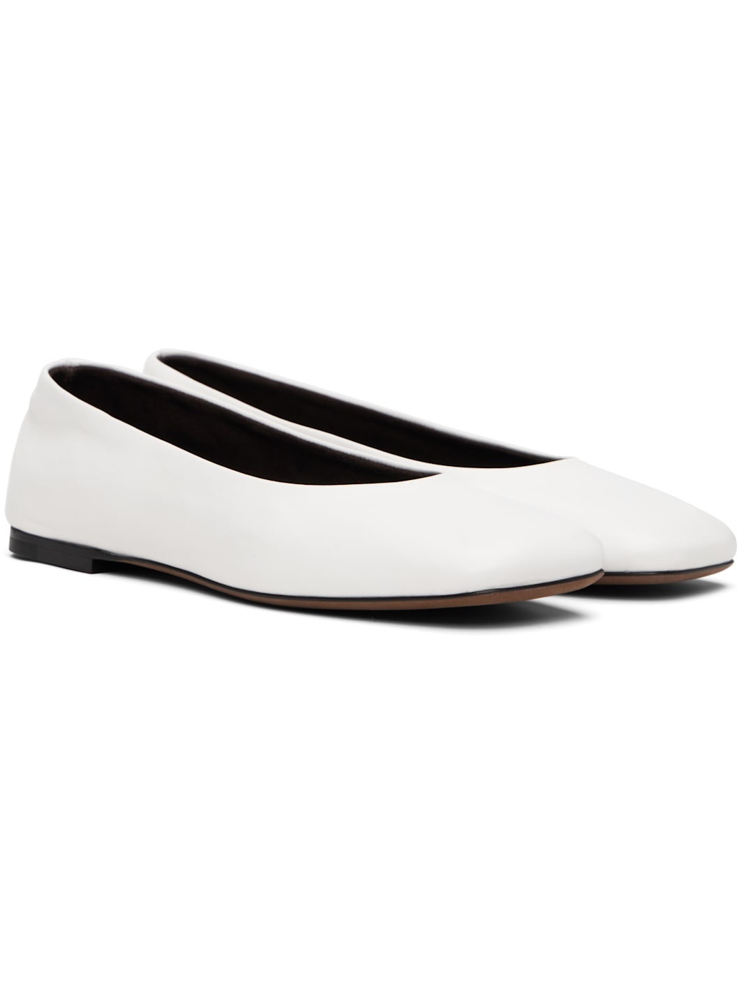 White Square Ballerina Flats - 4