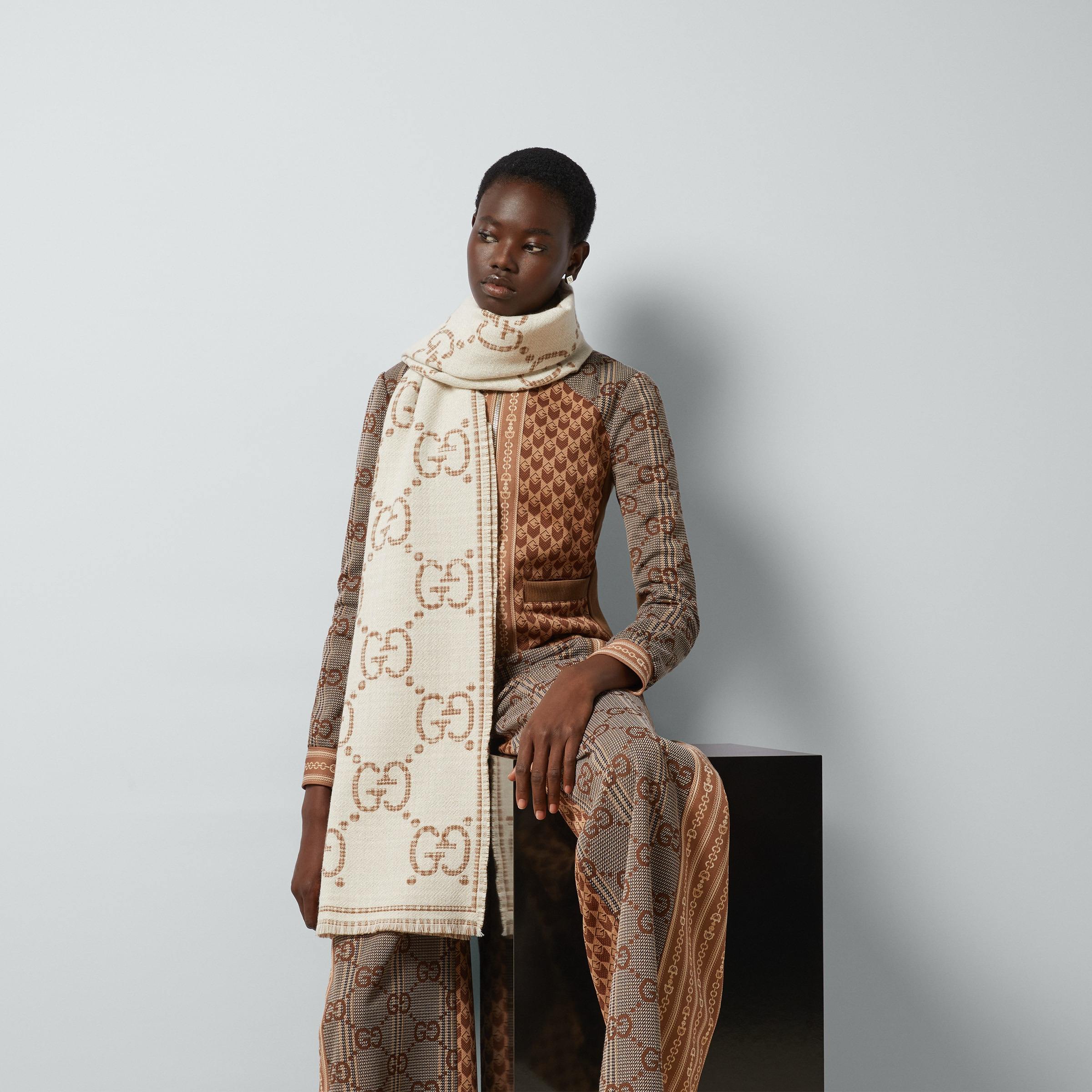 GG wool jacquard scarf - 3