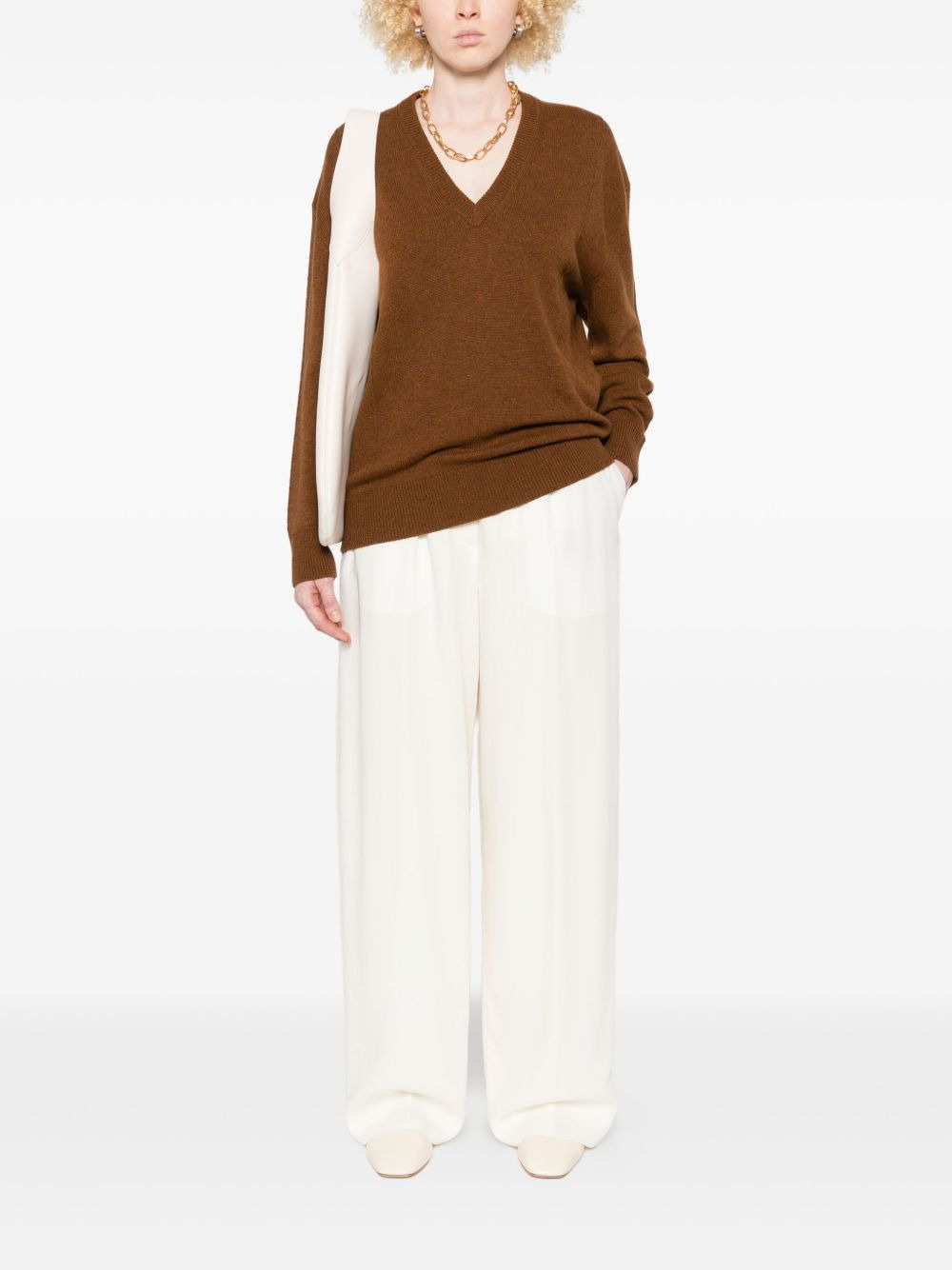 V-neck wool-blend sweater - 2