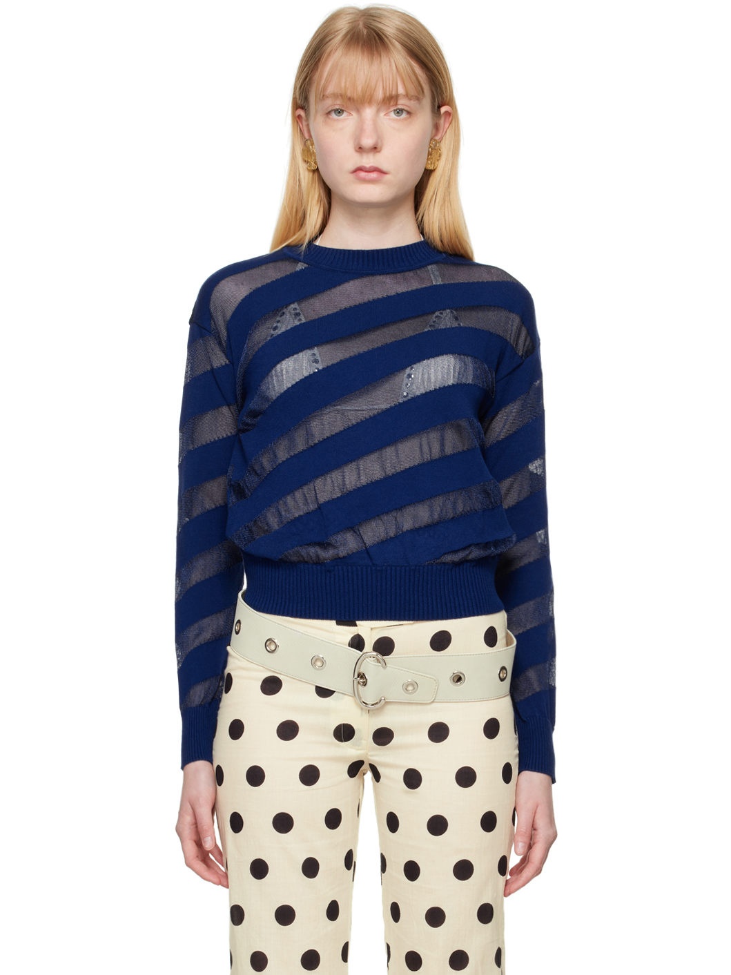 Navy Zebara Sweater - 1