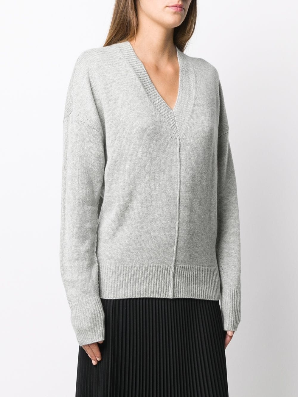 knitted V-neck jumper - 3