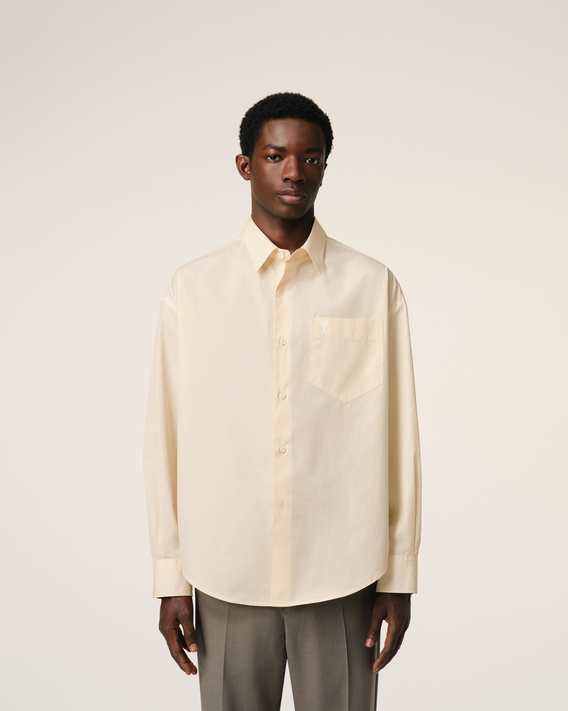 BEIGE COTTON AMI DE COEUR BOXY SHIRT - 3