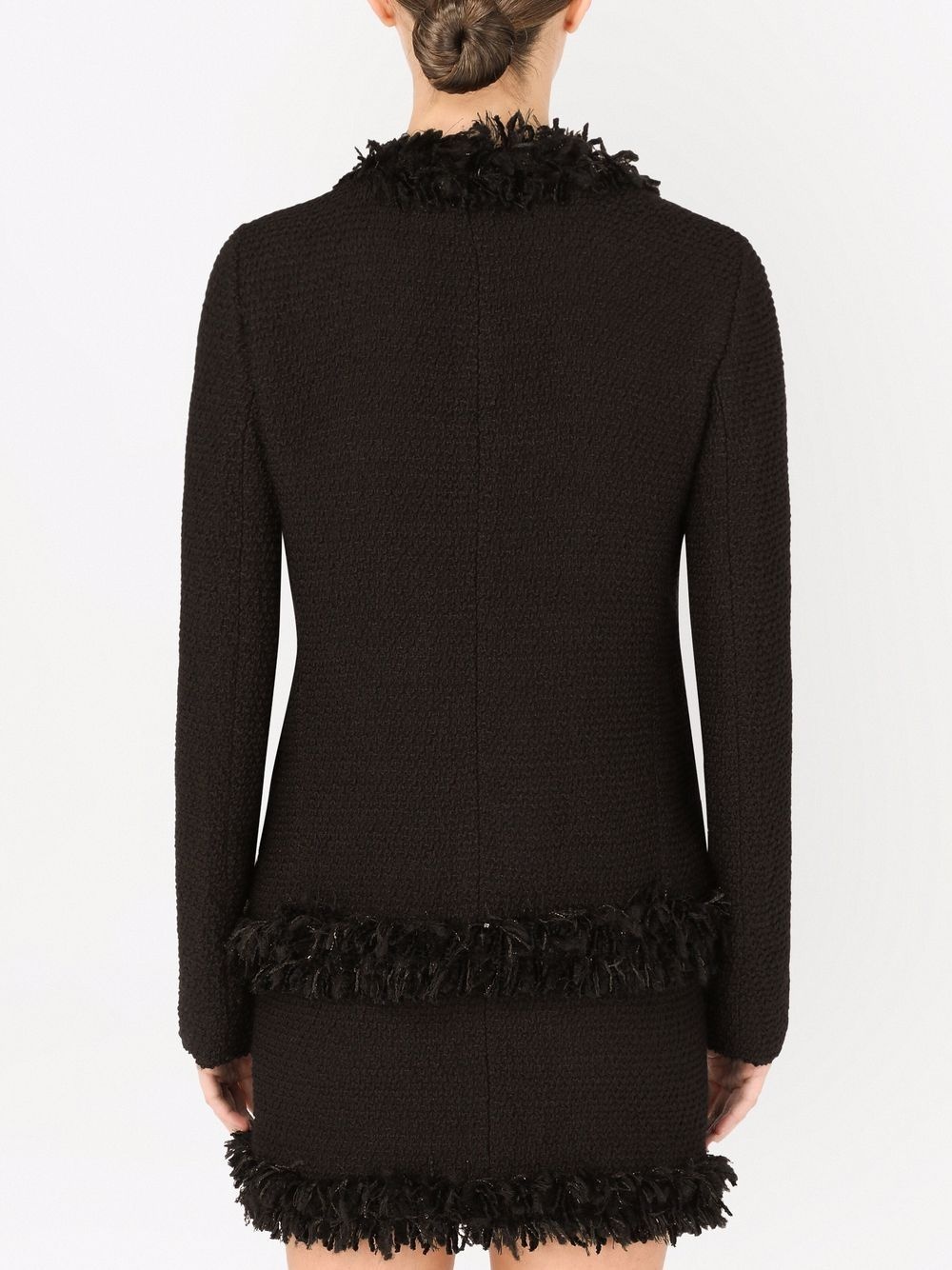 frayed edge tweed jacket - 4