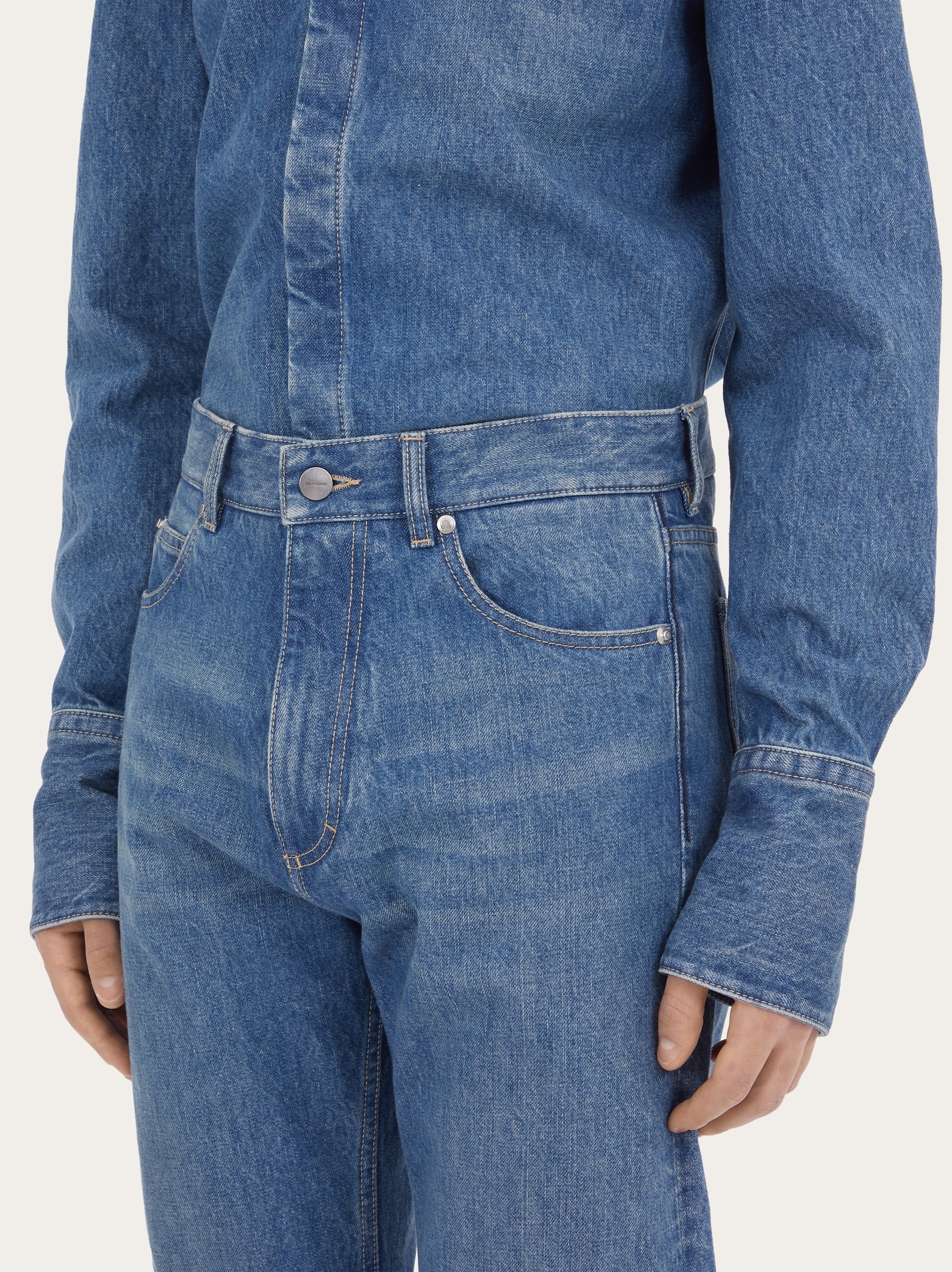 5 pocket washed denim trouser - 4