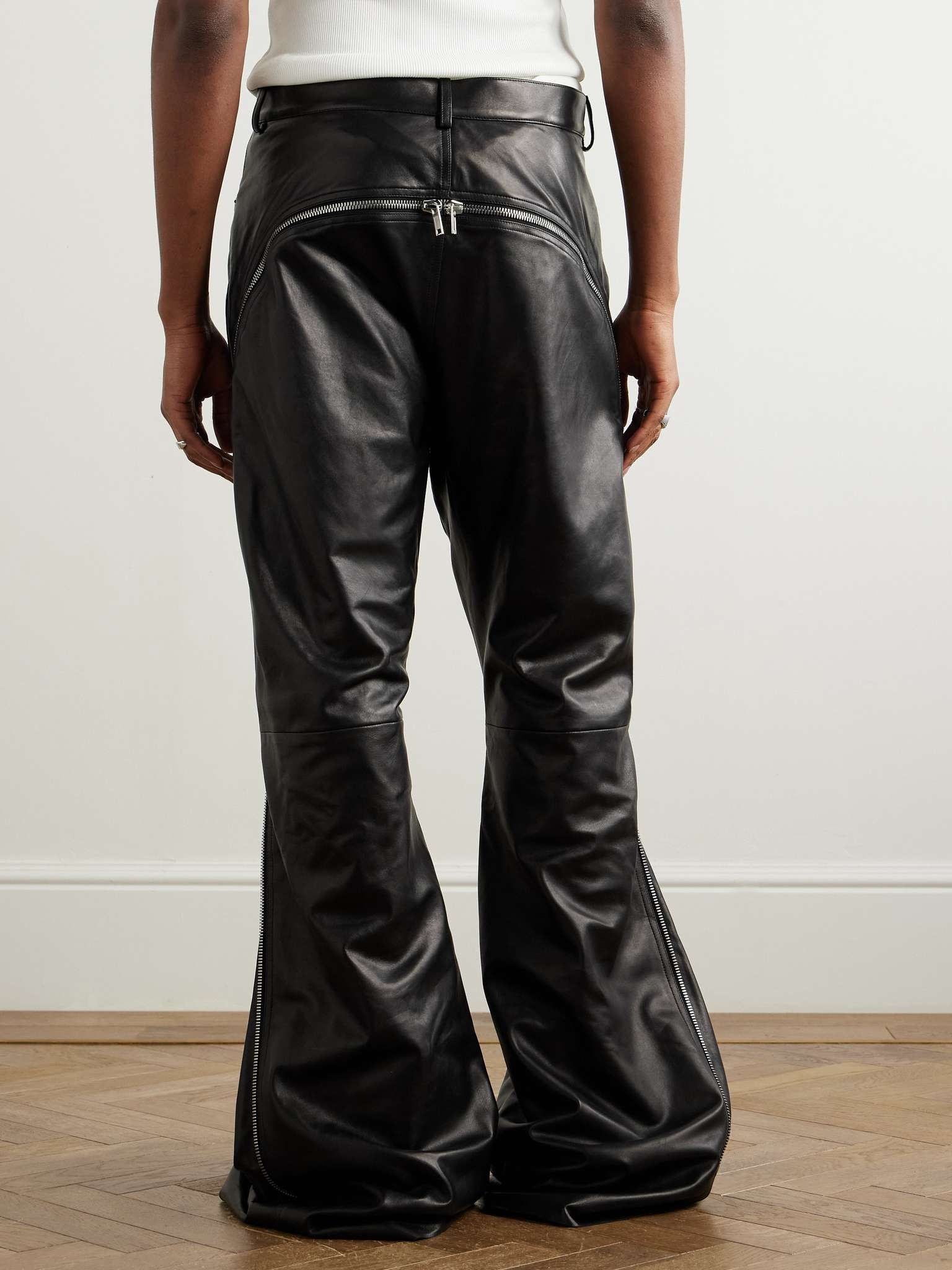 Bolan Banana Flared Zip-Detailed Waxed-Leather Trousers - 3
