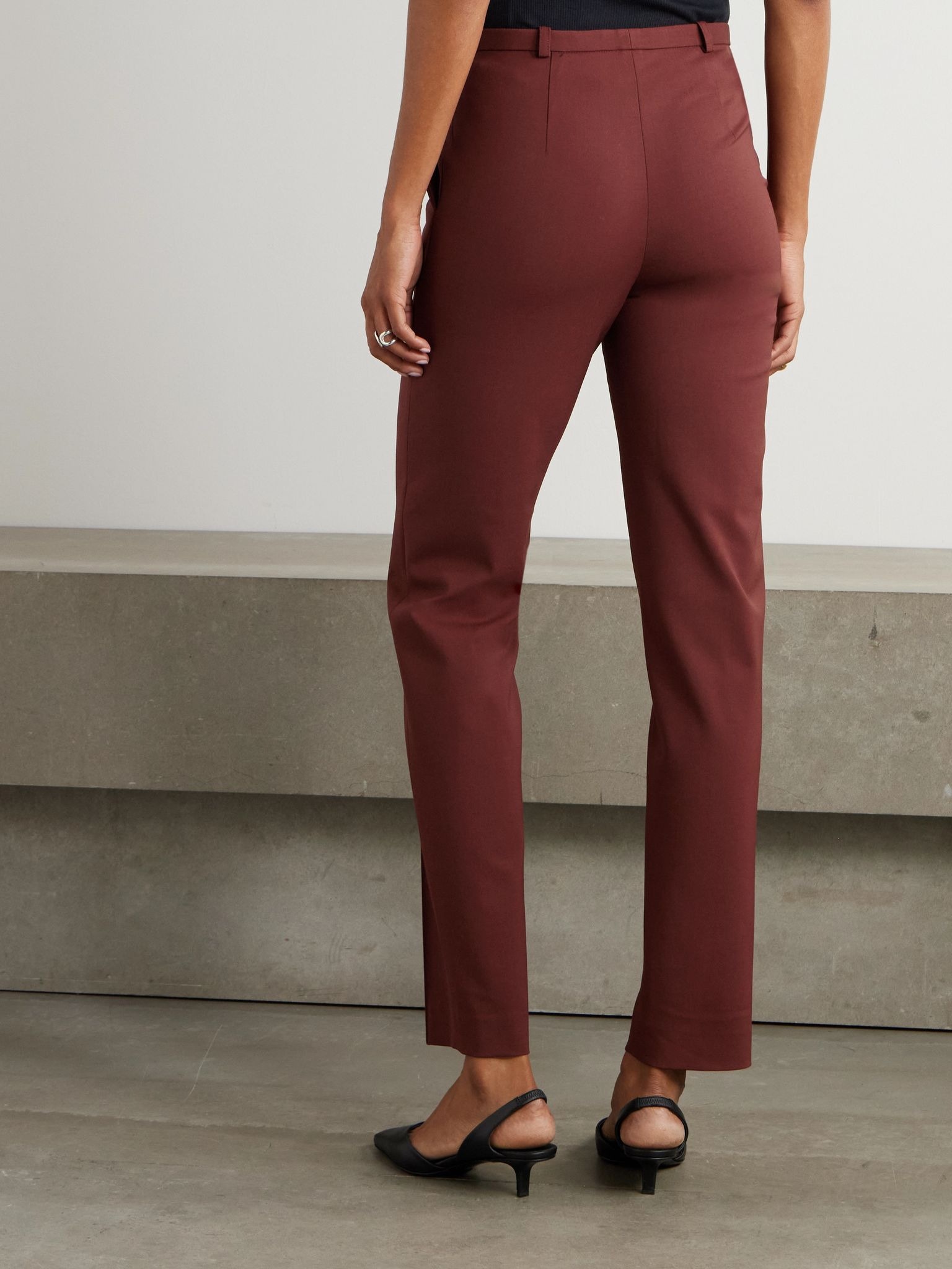 Malka wool-blend twill skinny pants Burgundy - 4