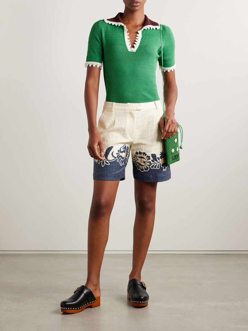 La DoubleJ Boyfriend printed cotton-blend shorts White outlook