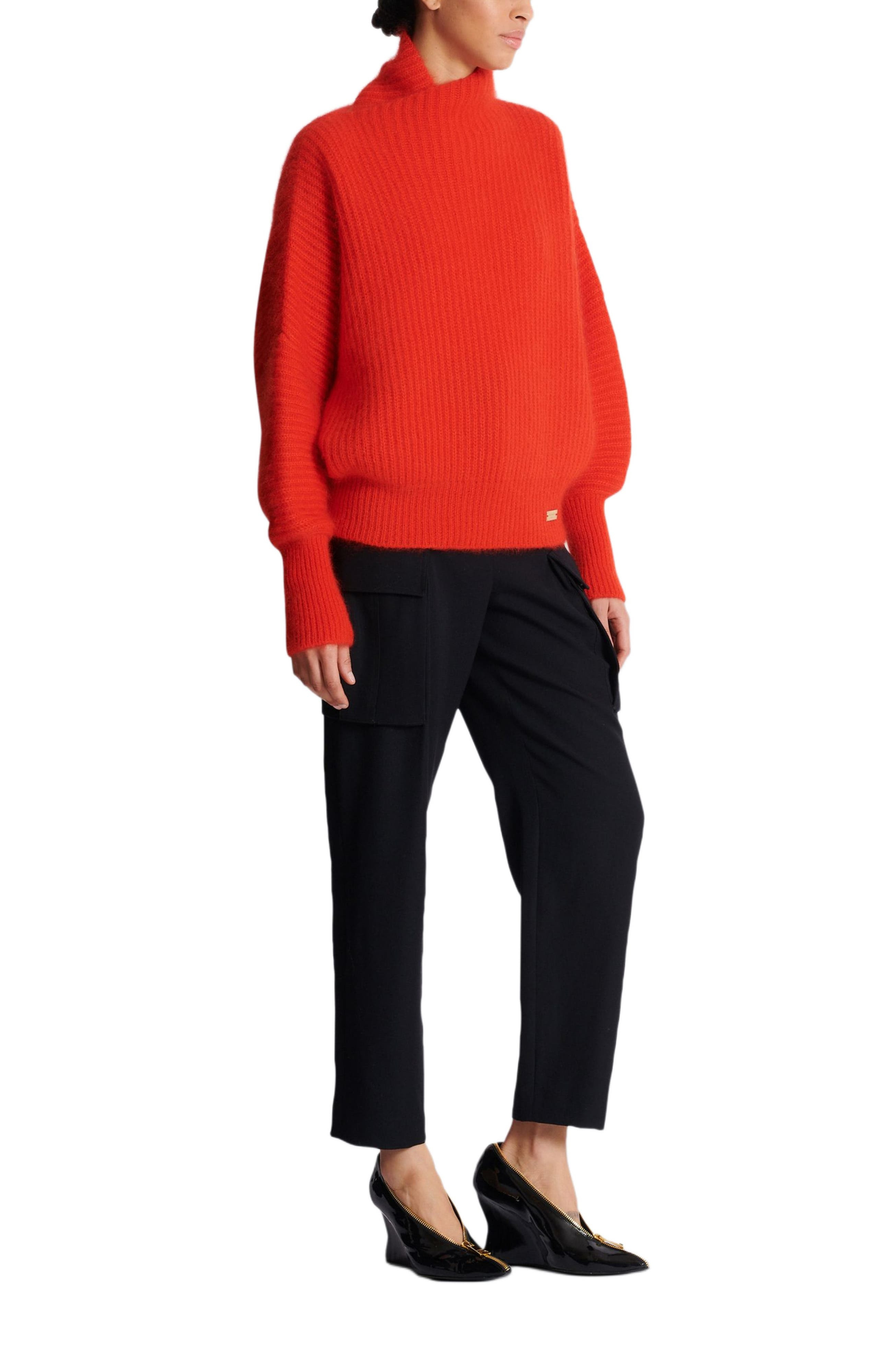 Balmain Mohair Knit Jumper With Collar Detail in Red at Nordstrom - 1