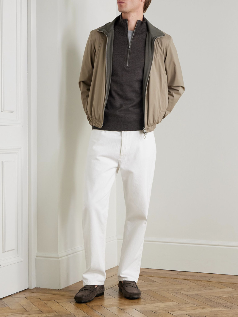 BARENA Merino Wool Half-Zip Sweater Brown outlook