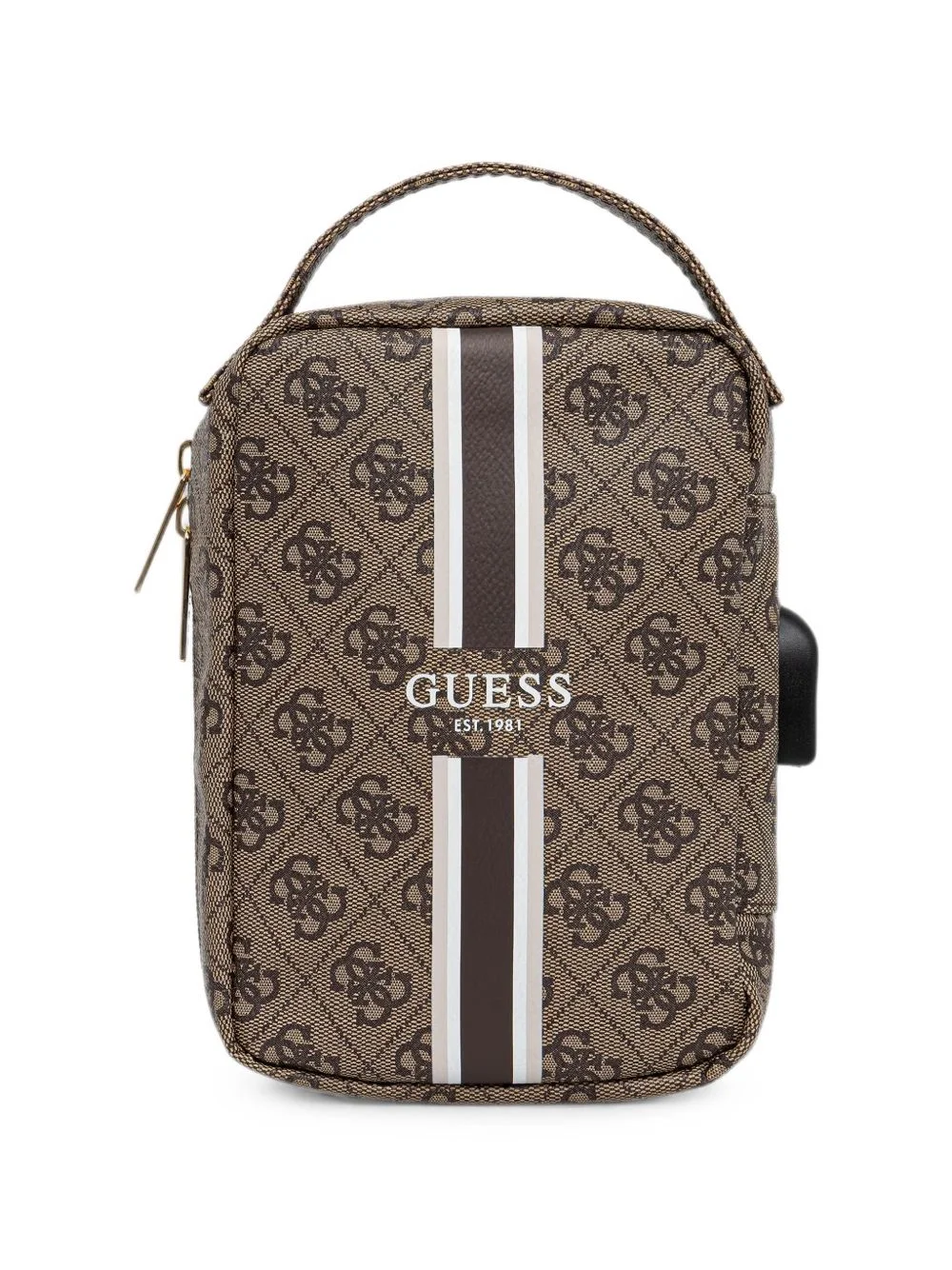 monogram-print striped tech bag - 1