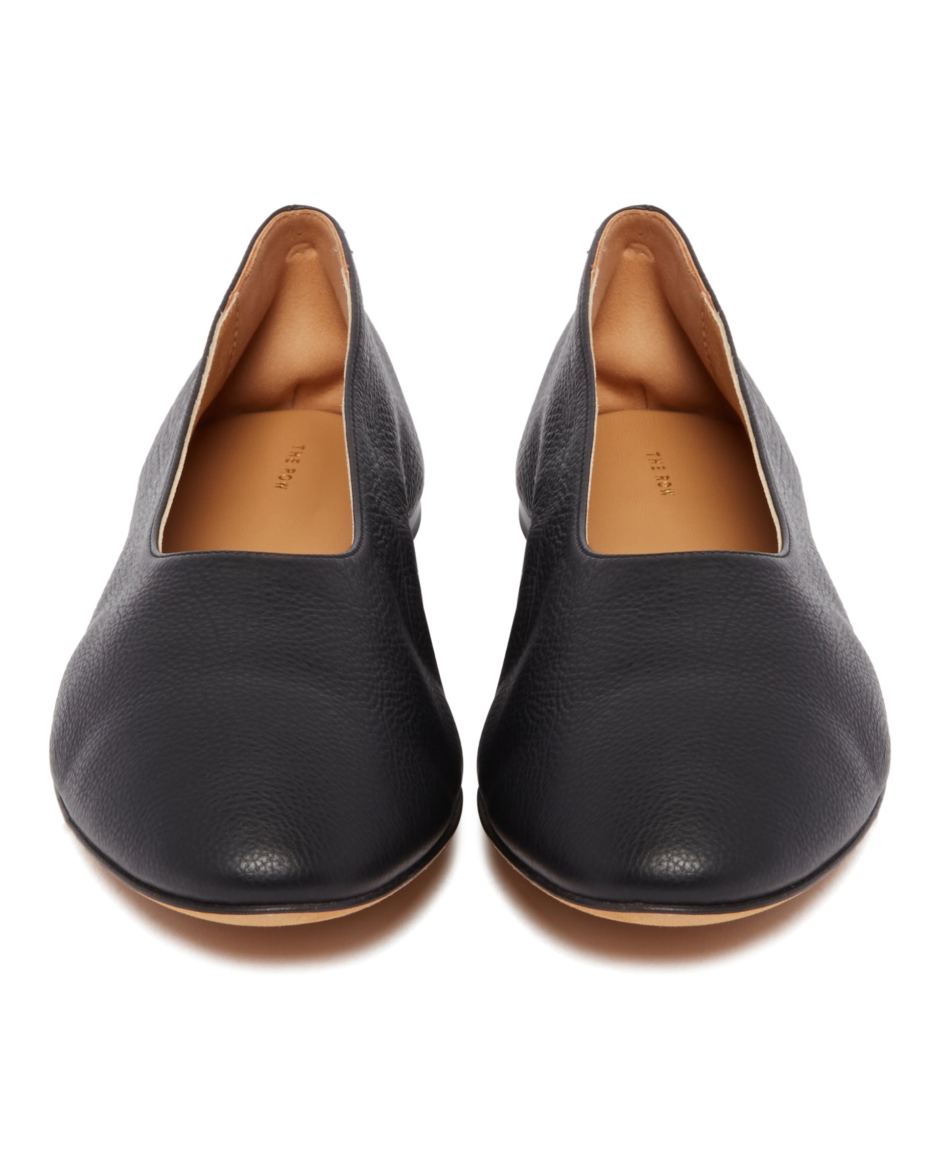Black Awar Leather Flats - 4