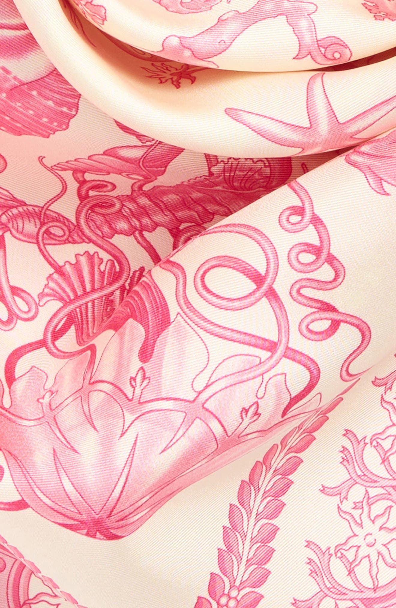Versace Underwater Barocco Silk Square Scarf in Eggshell Dragonfruit at Nordstrom - 4