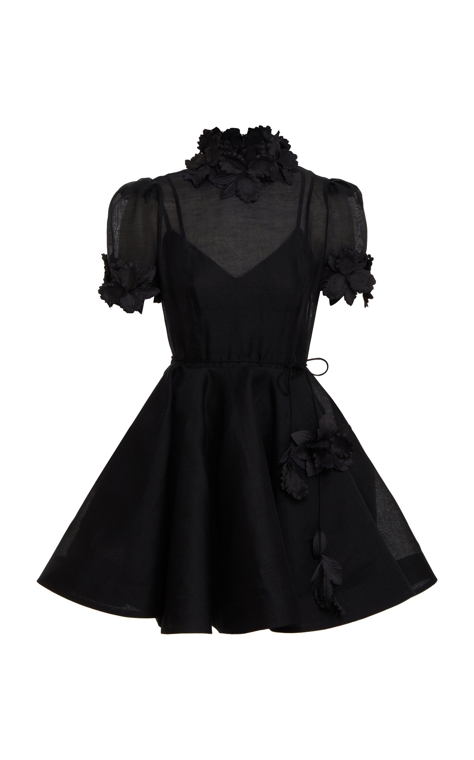 Luminosity Lift Off Flower Linen-Silk Mini Dress black - 1