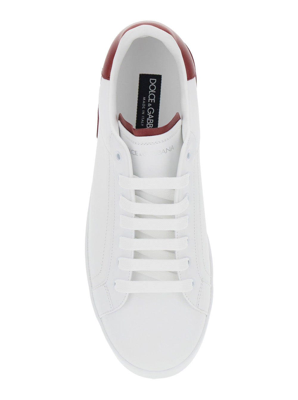 Dolce & Gabbana Men 'Portofino' White Low Top Sneakers With Contrasting Heel With Logo Lettering In  - 4
