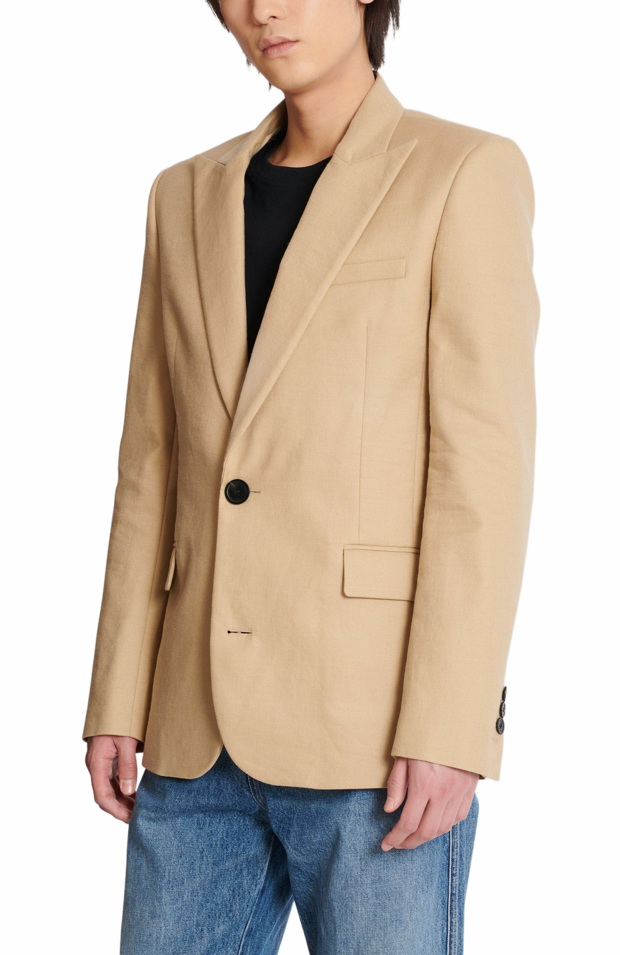 Balmain Canvas 2-button jacket in Beige at Nordstrom - 6