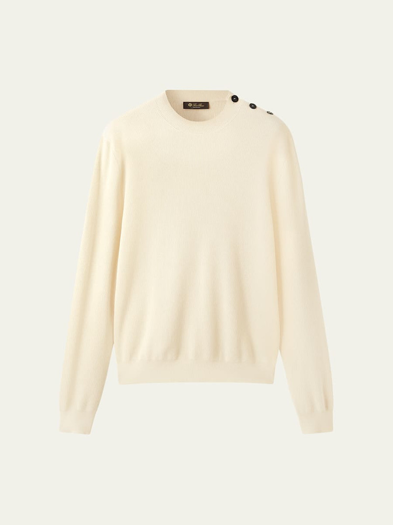 Men's Sloop Buttoned-Shoulder Wool Crewneck Sweater 1