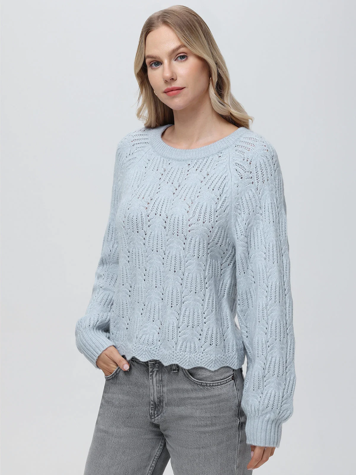 Athena: Pointelle Bow Back Sweater - 1
