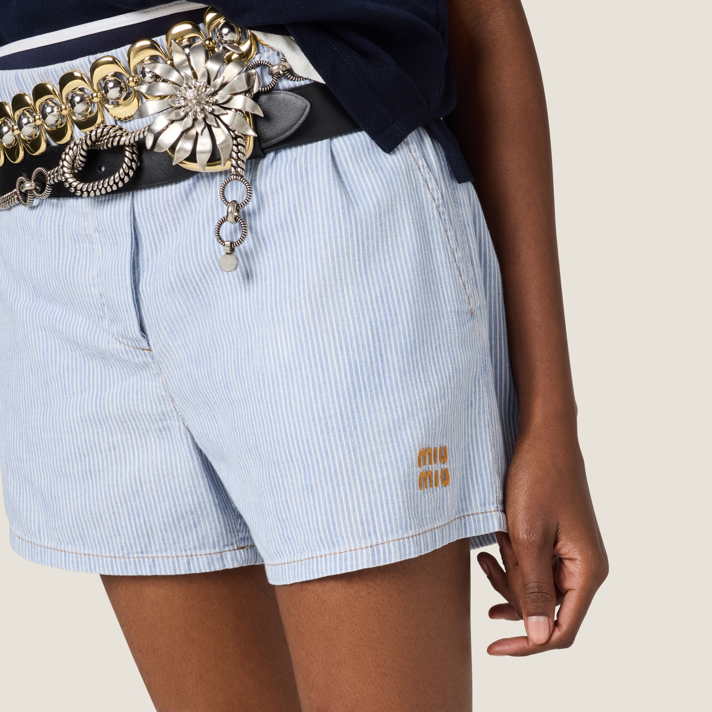 Striped chambray bermudas - 5