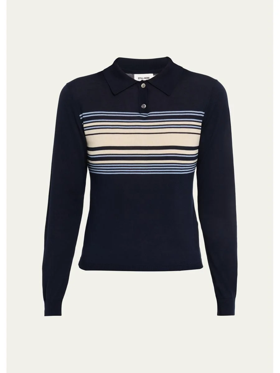 Striped Polo Sweater - 1