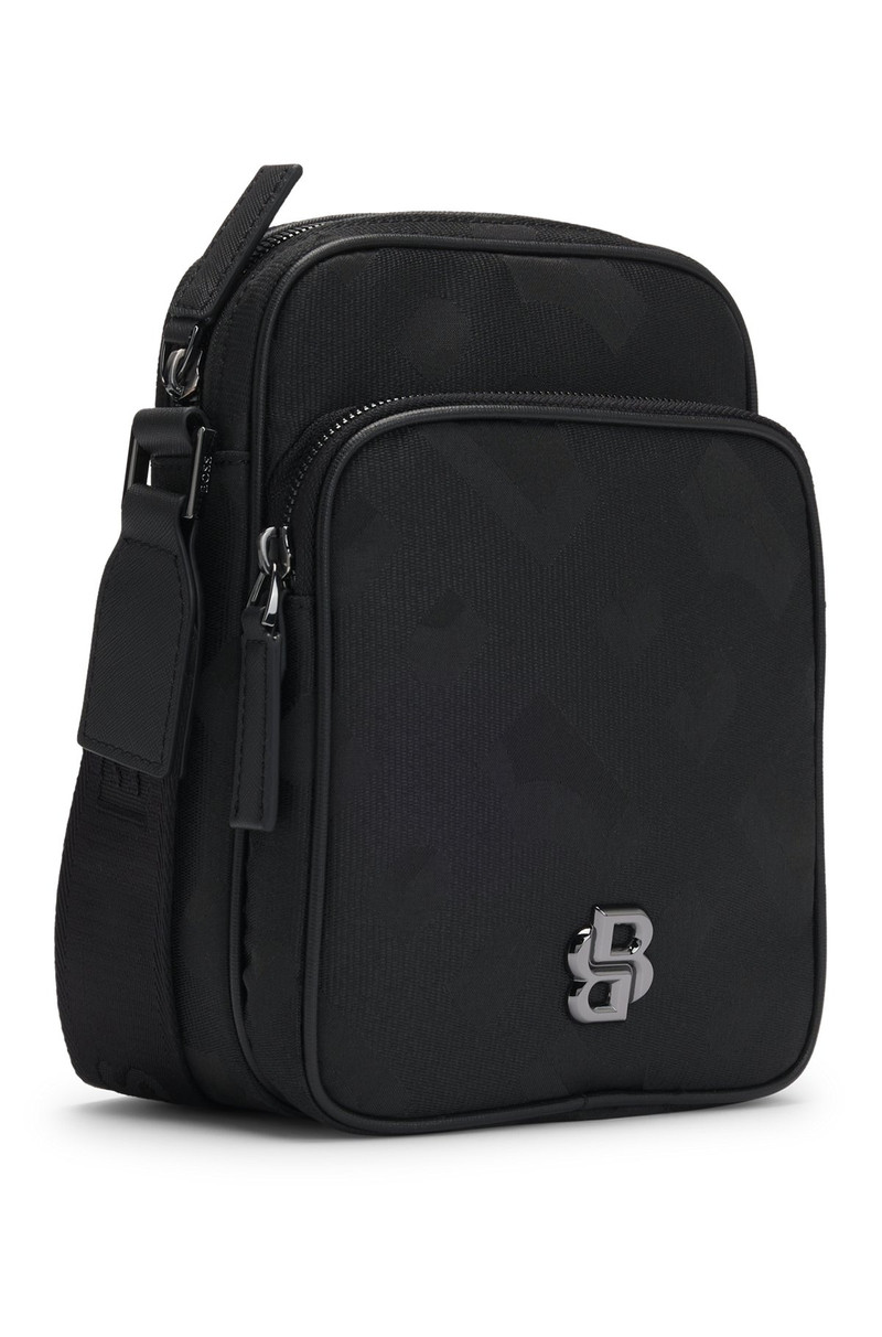 MONOGRAM-JACQUARD REPORTER BAG WITH DOUBLE B TRIM 5