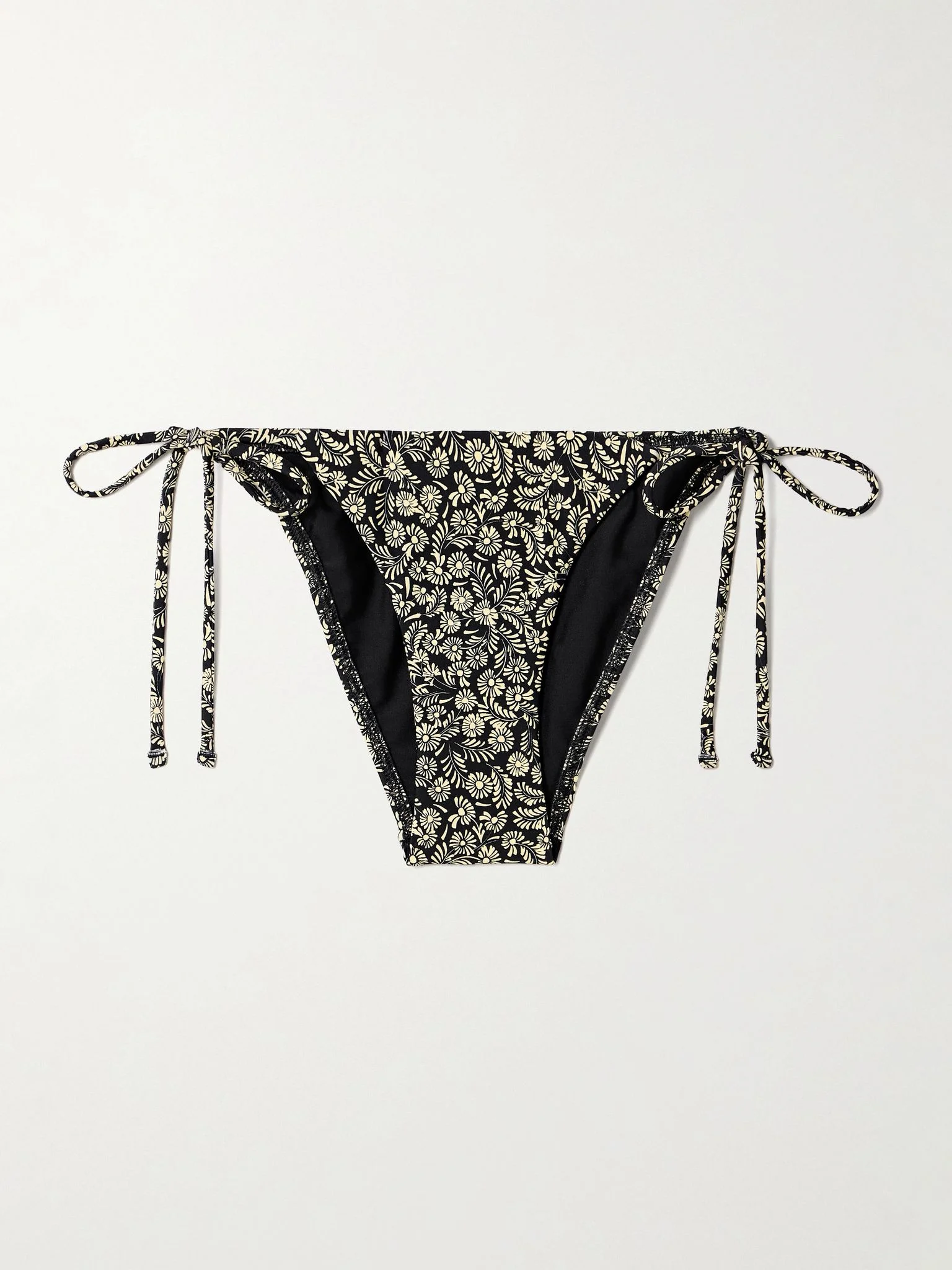 The String floral-print recycled bikini briefs Black - 1