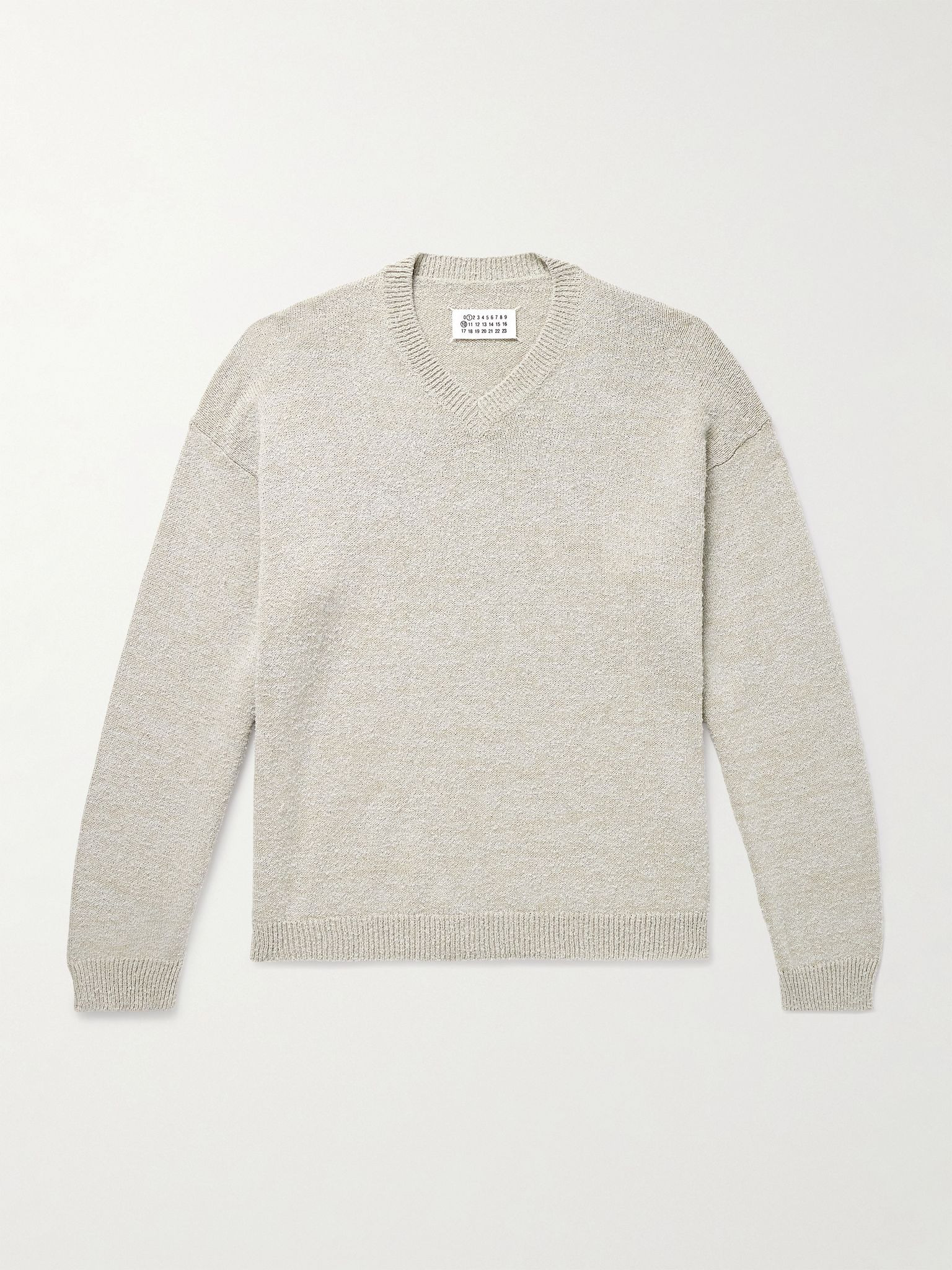 Cotton-Blend Bouclé Sweater Beige - 1