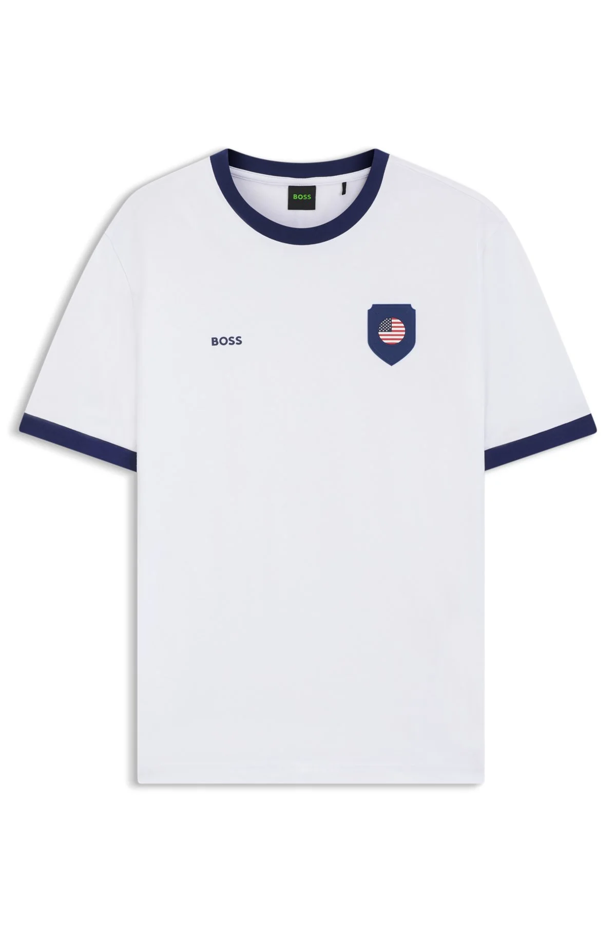 STRETCH-COTTON T-SHIRT WITH COUNTRY FLAG AND LOGO - 1