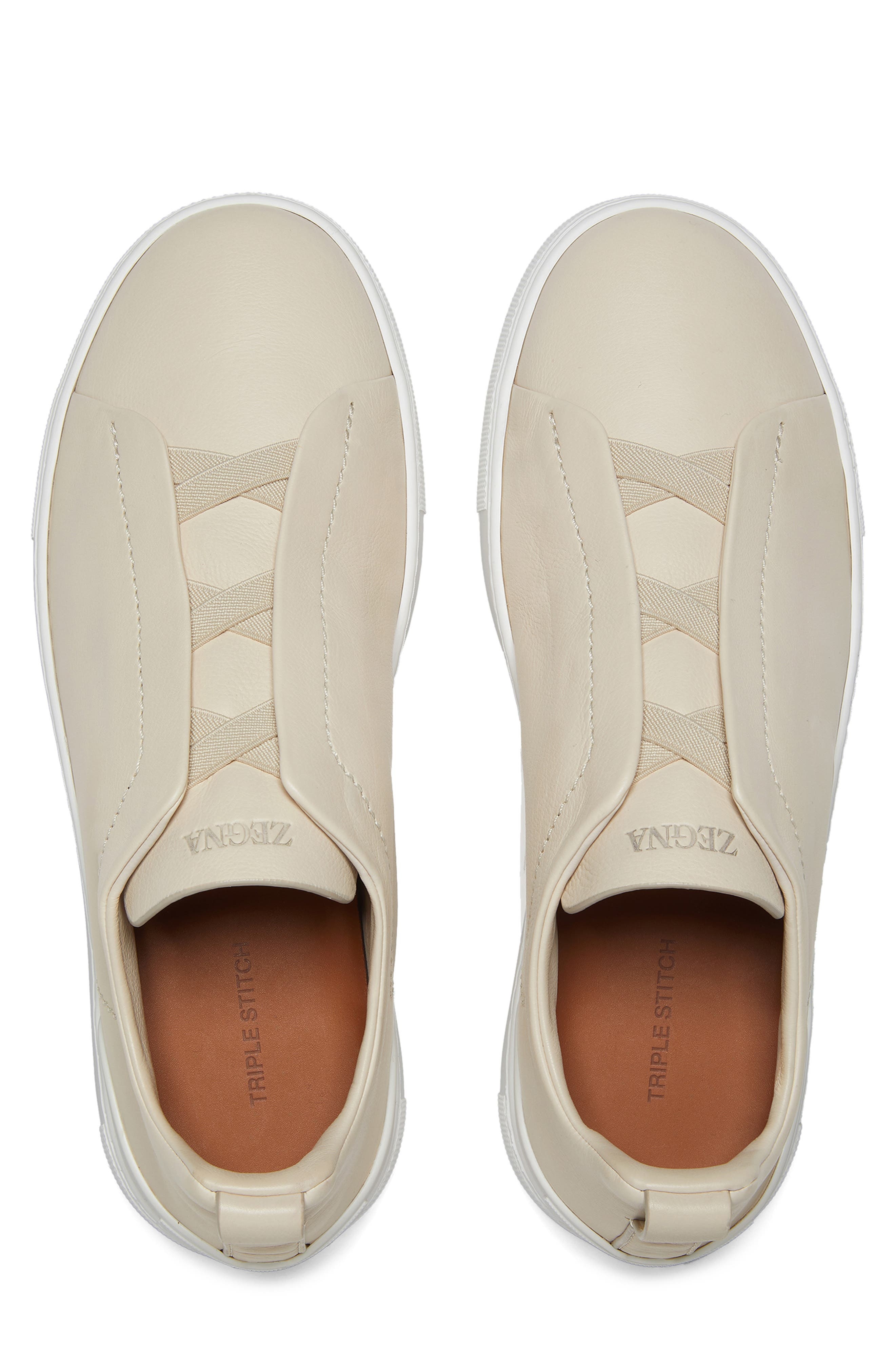 ZEGNA Triple Stitch SECONDSKIN Sneaker in Light Beige at Nordstrom - 3