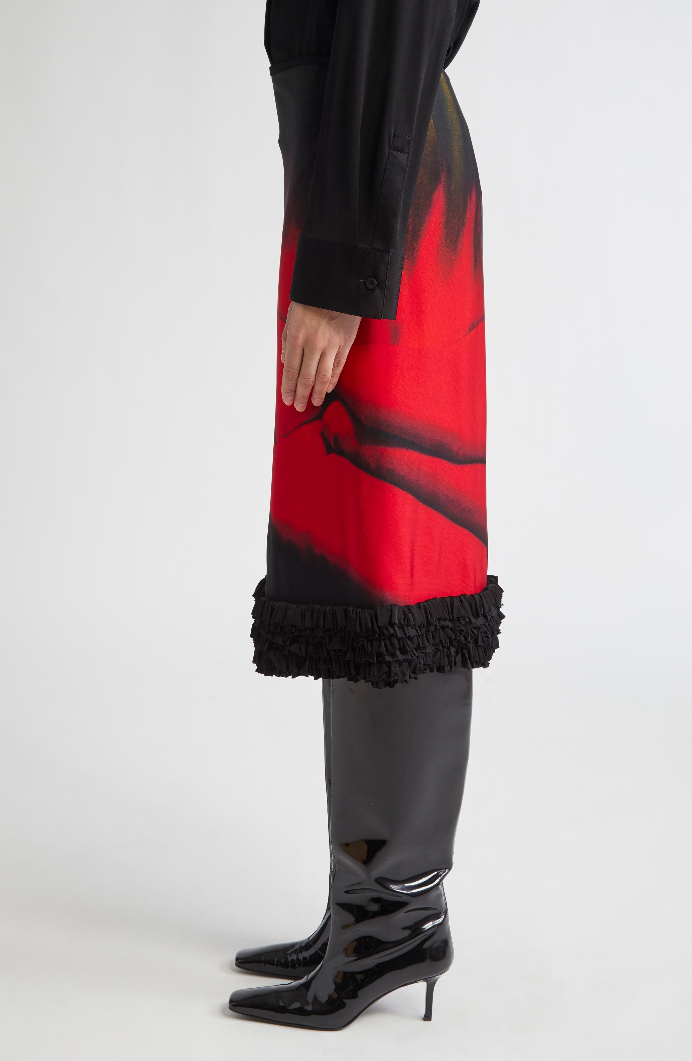 Jil Sander Print Satin Skirt in Ruby Velvet at Nordstrom - 4