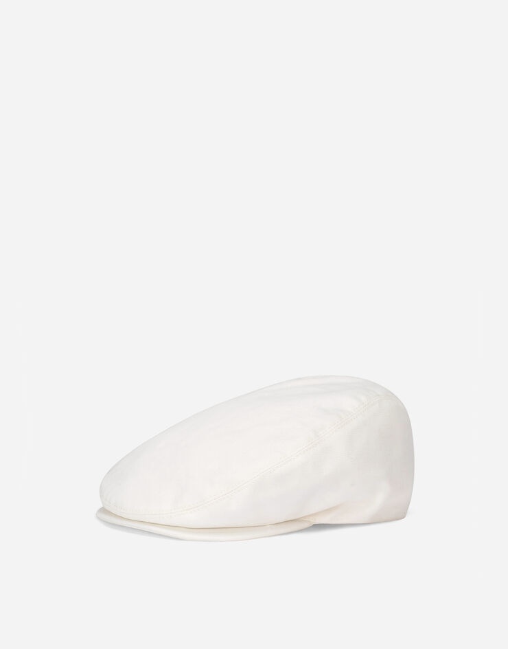 Garment-dyed cotton flat cap with logo tag - 1