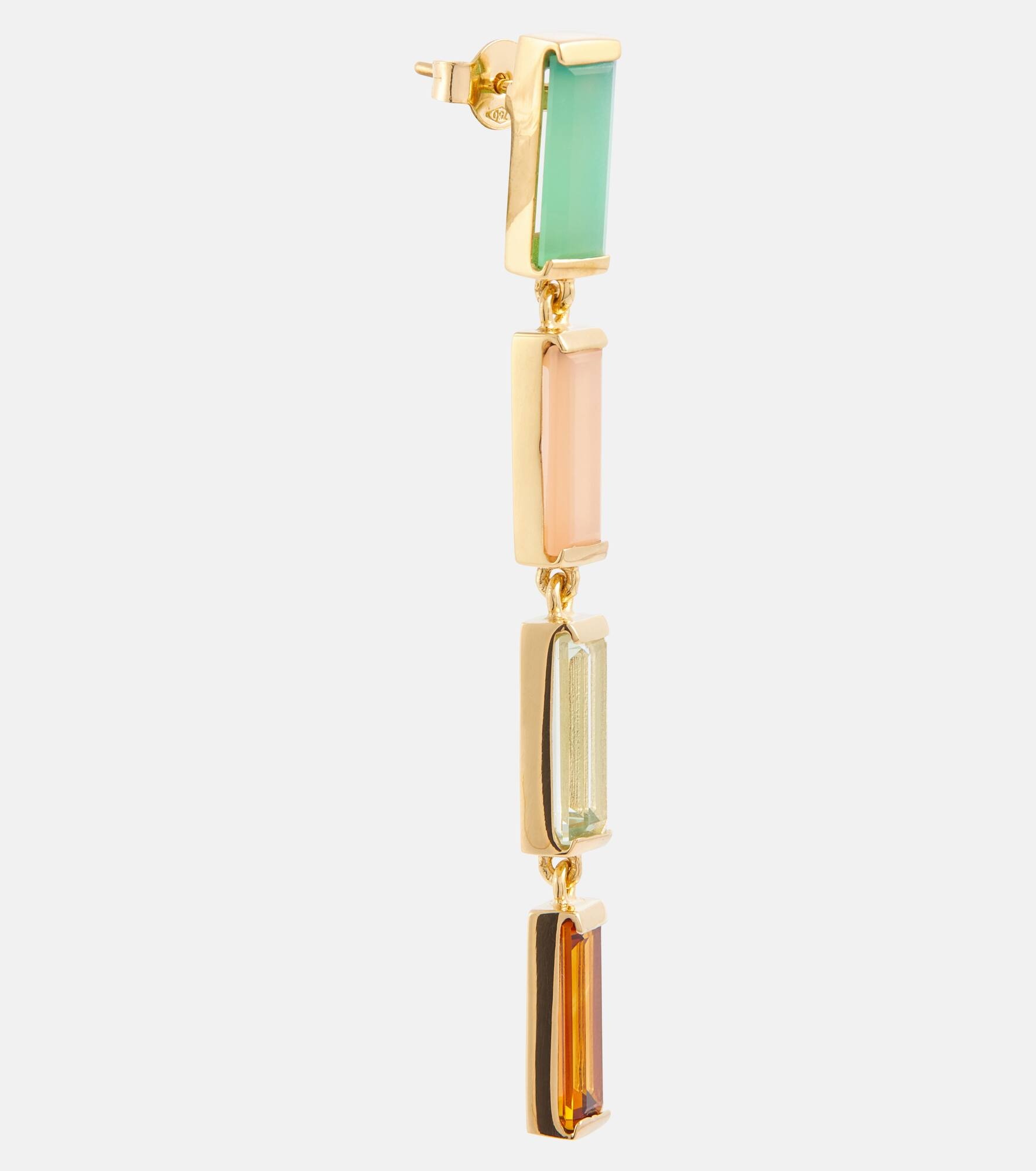Deco Maxi embellished 9kt gold drop earrings - 2